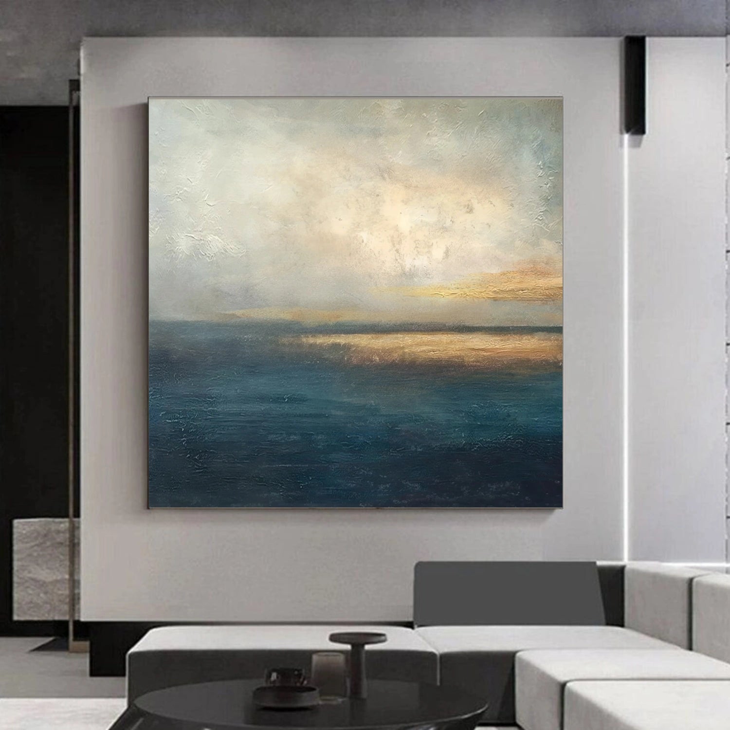 Blue and Gold Abstract Canvas Art #WS904