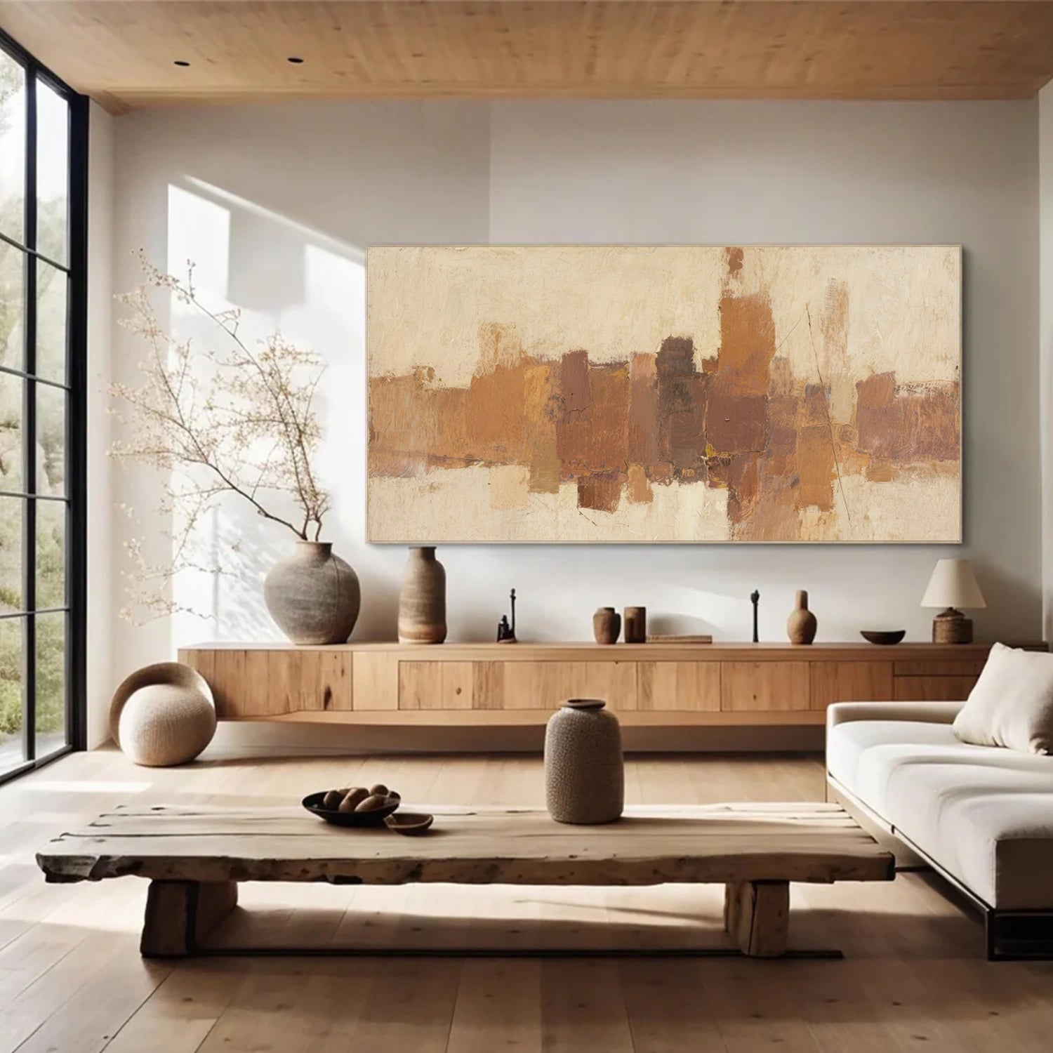 Beige and Brown Abstract Canvas Art #WS760