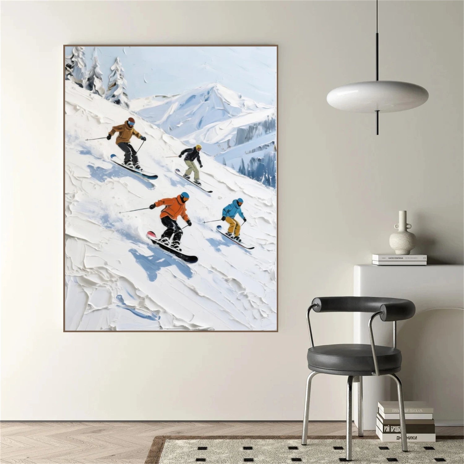 Skiing Sport Textured Wall Art #SA059