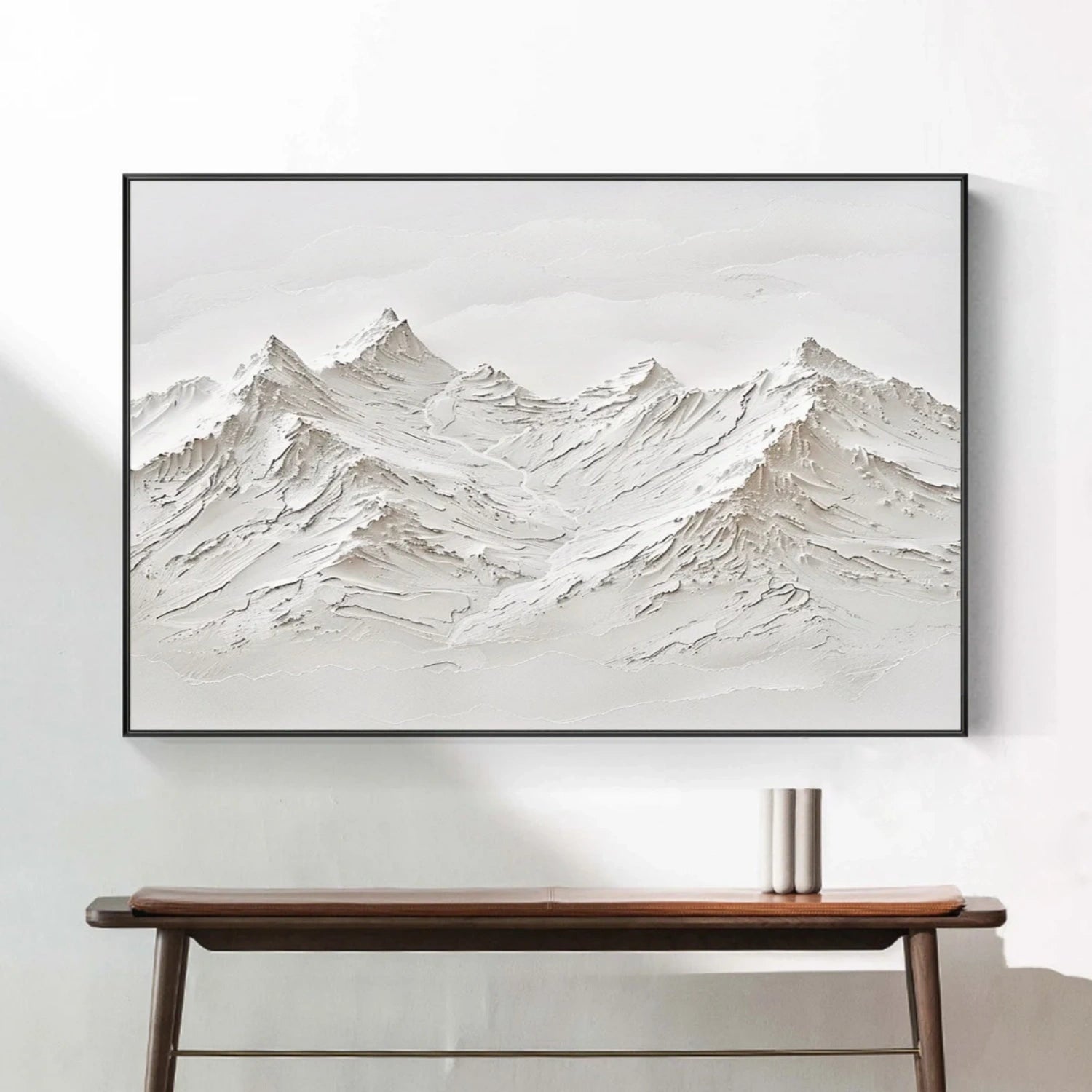 White Minimalistic Mountain Textured Art #MM206