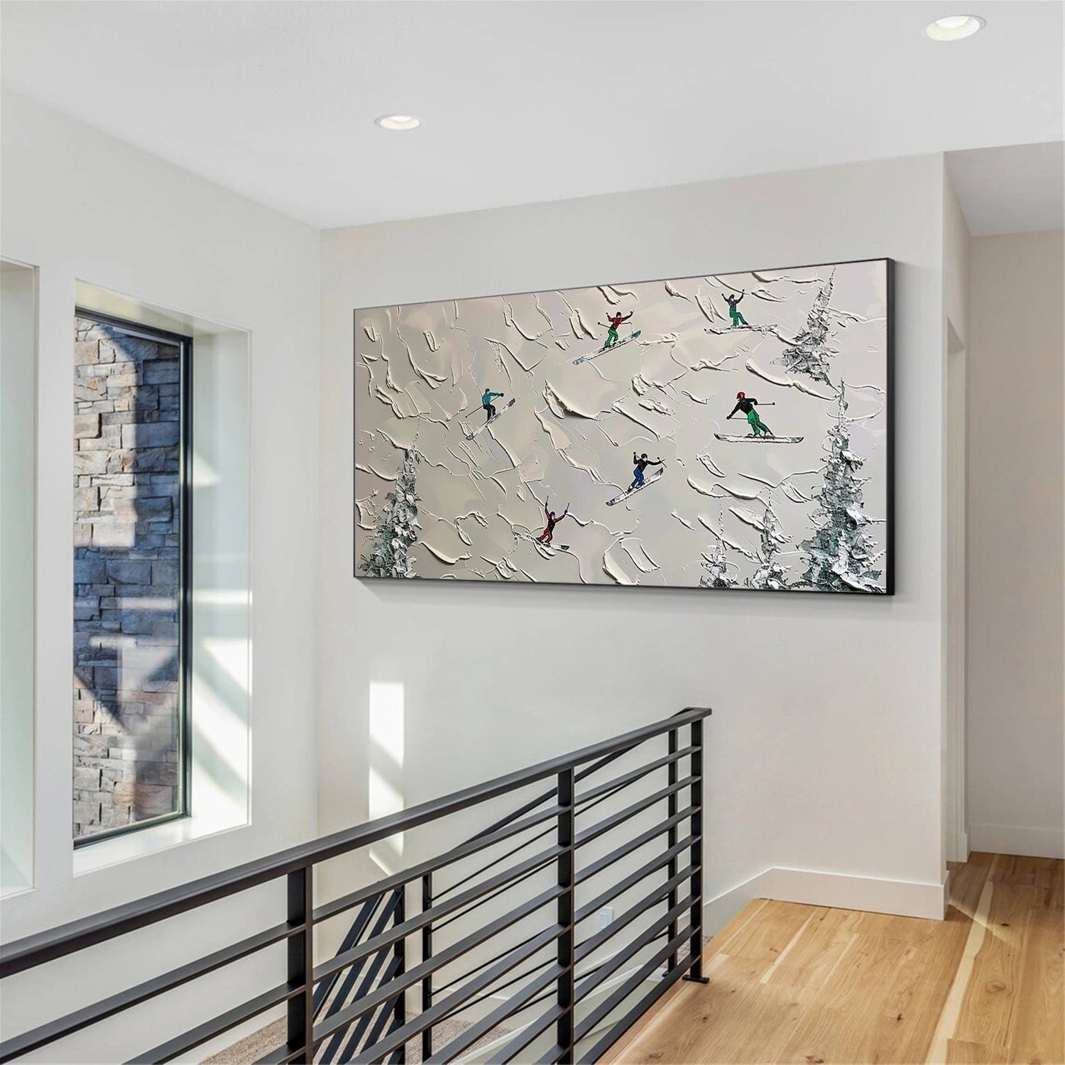 Skiing Sport Textured Wall Art #SA070