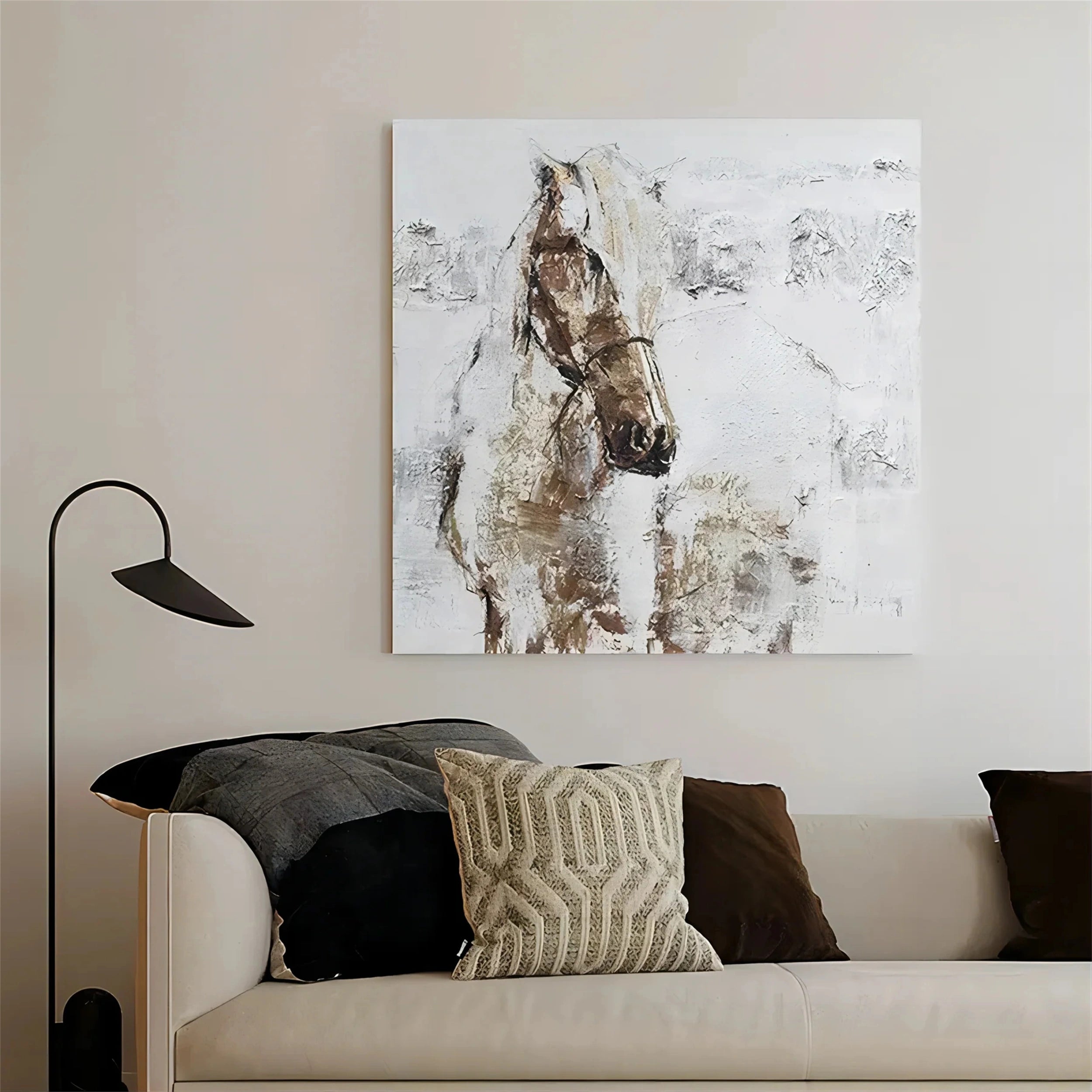 White Horse Abstract Animal Wall Art #AL049