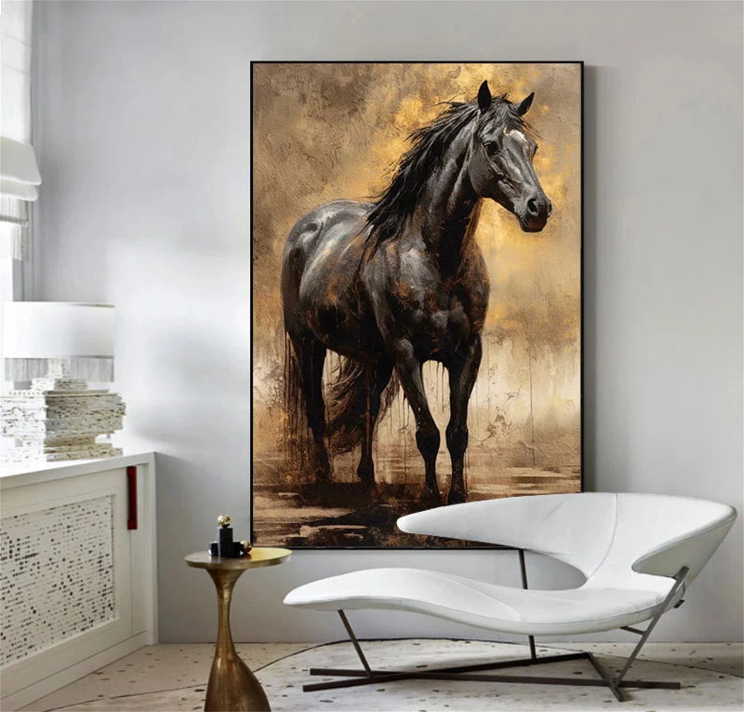 Beige and Brown House Abstract Animal Wall Art #AL056