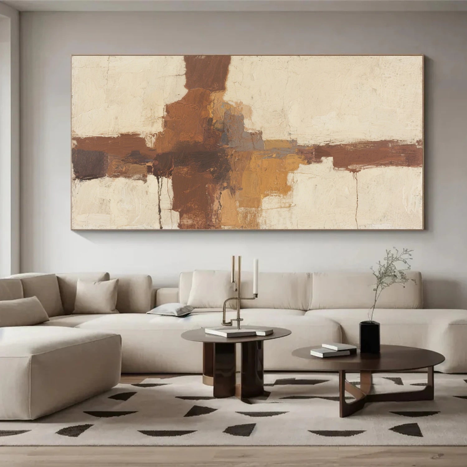 Beige and Brown Abstract Canvas Art #WS758