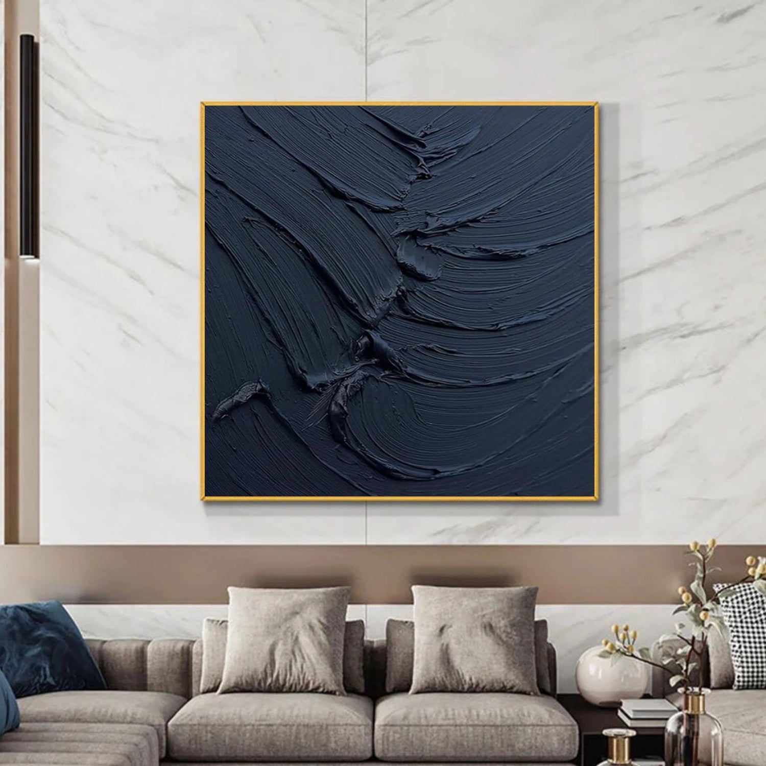 Black Minimalist Textured Canvas Art #MZ120