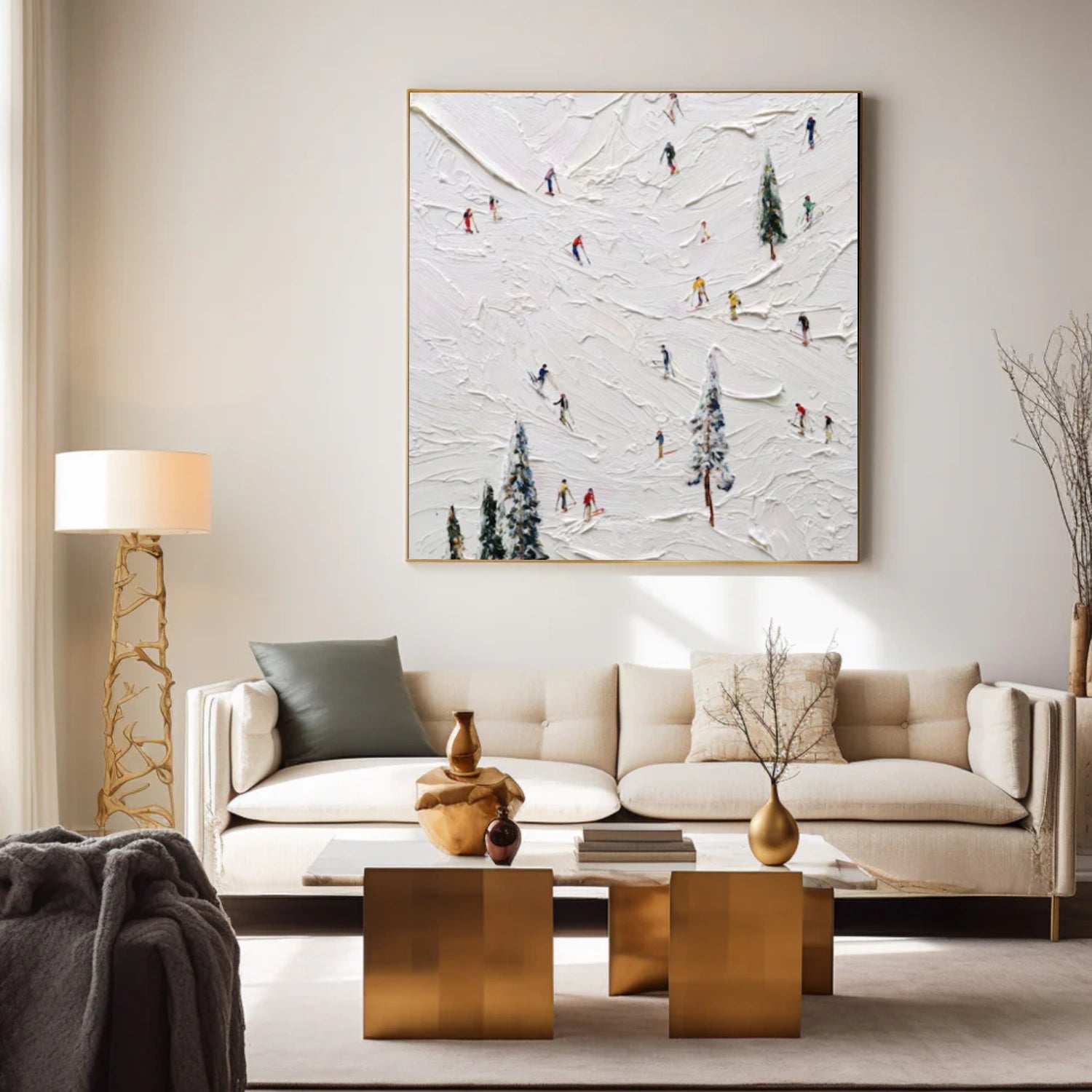 Skiing Sport Textured Wall Art #SA038