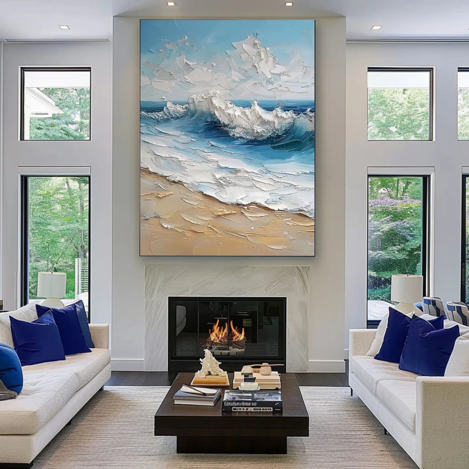 Sea & Sky Abstract Textured Wall Art #MS175