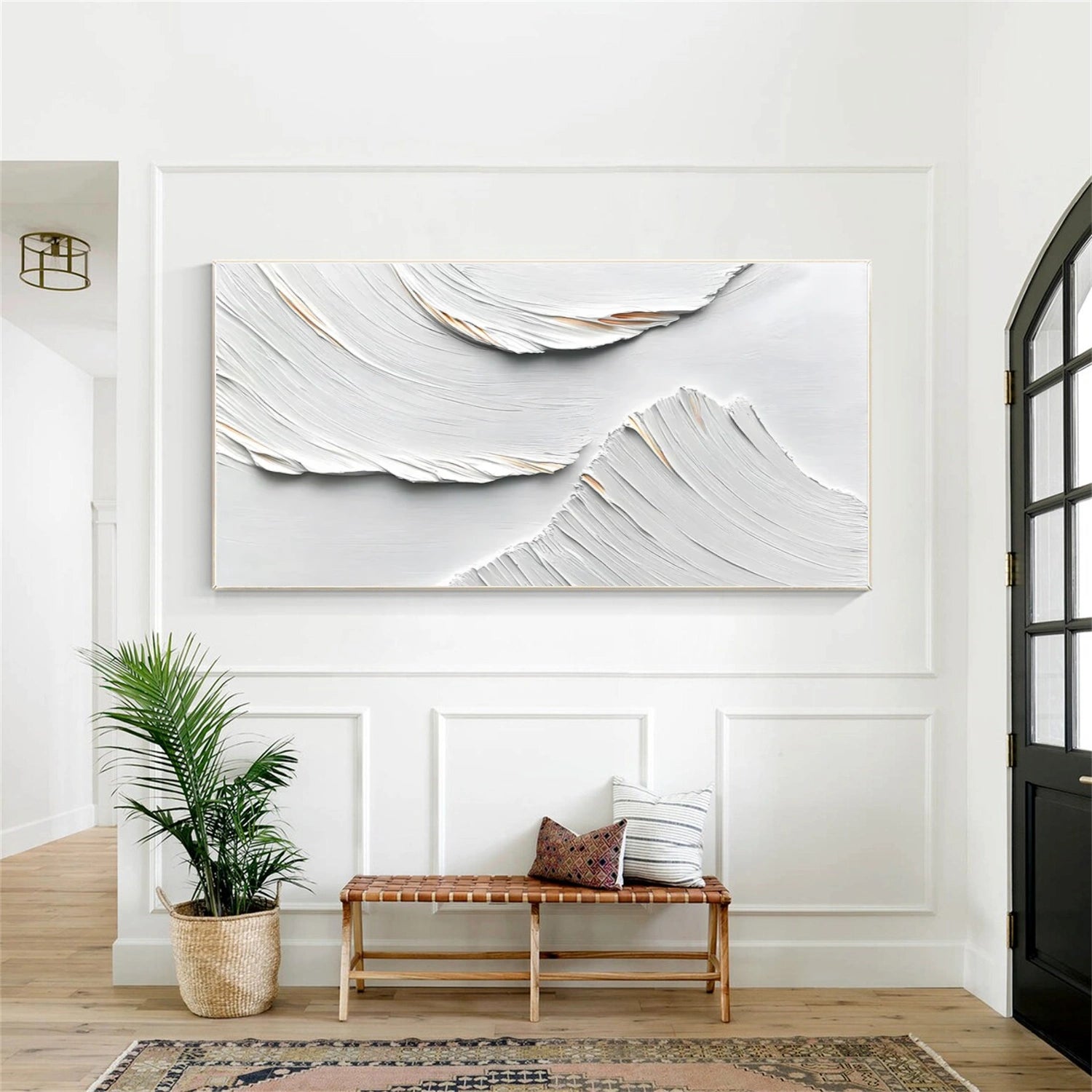 White Minimalist Textured Canvas Art #MM267