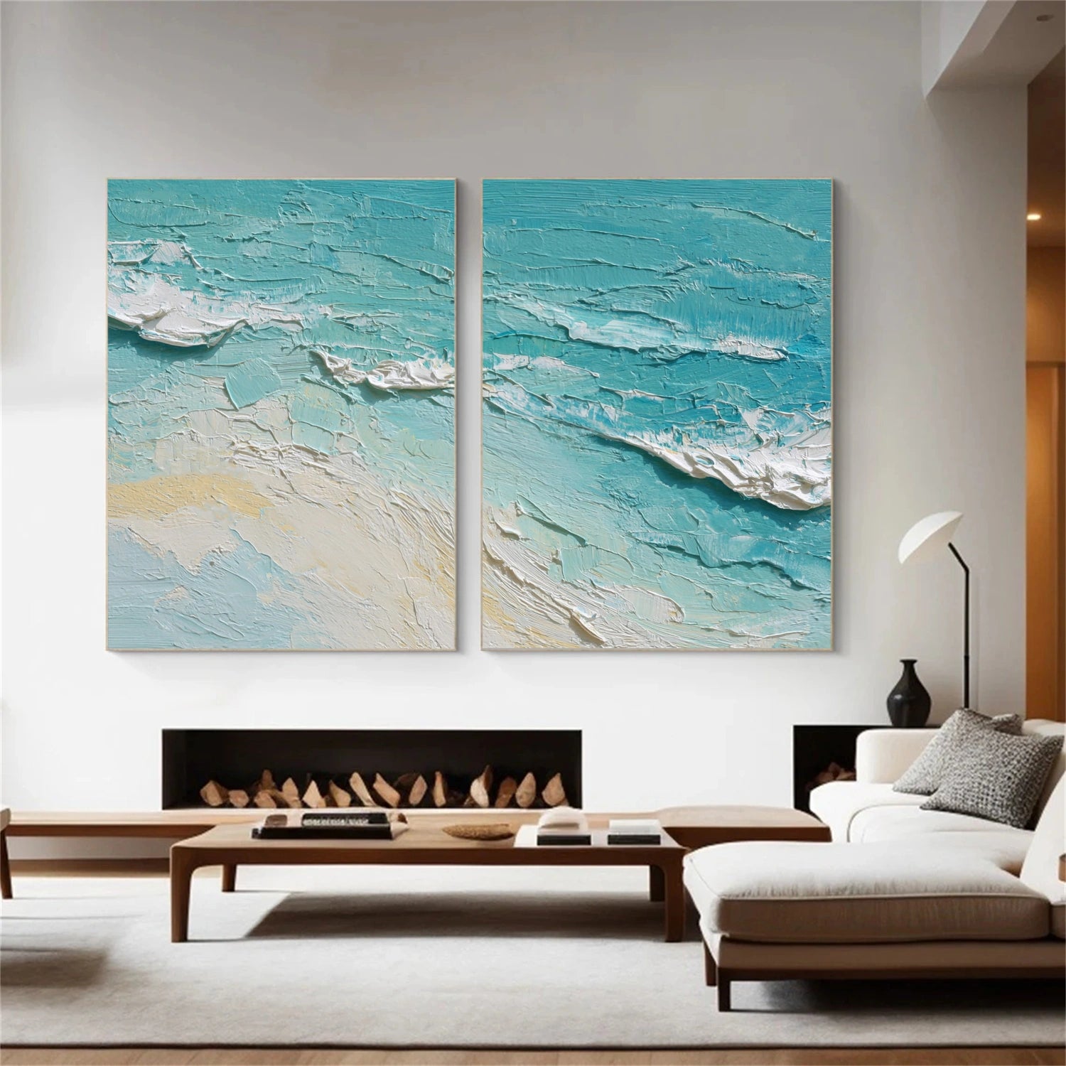 Sea & Sky Abstract Textured Wall Art Set of 2 #MS155