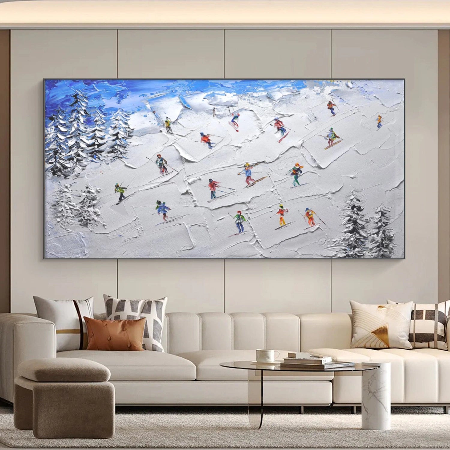 Skiing Sport Textured Wall Art #SA048