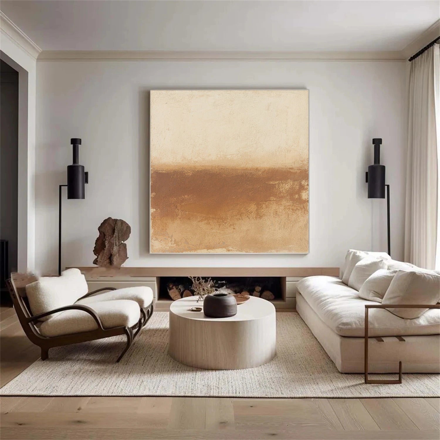 Beige and Brown Abstract Canvas Art #WS763