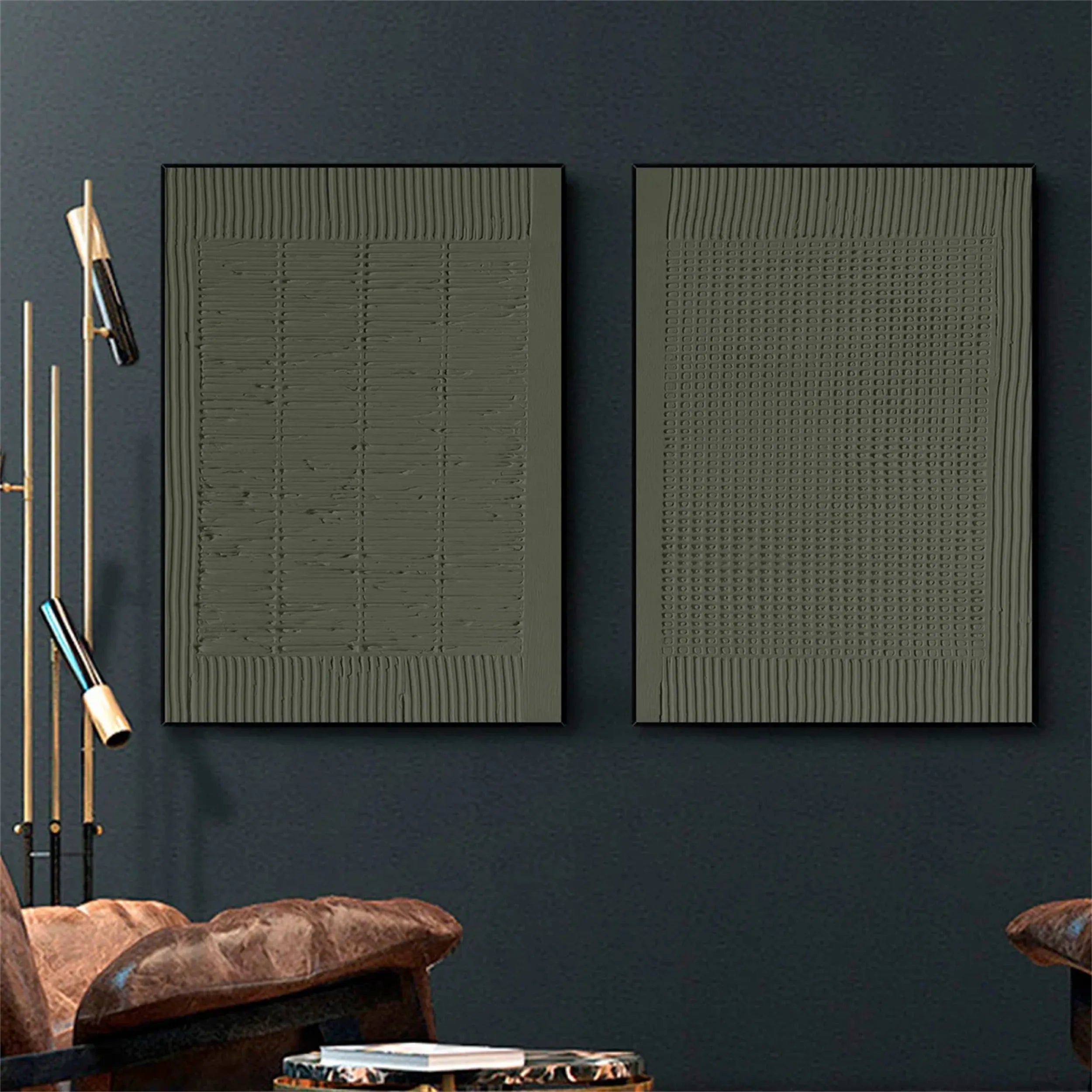 Green Texture Art Set of 2#GT015