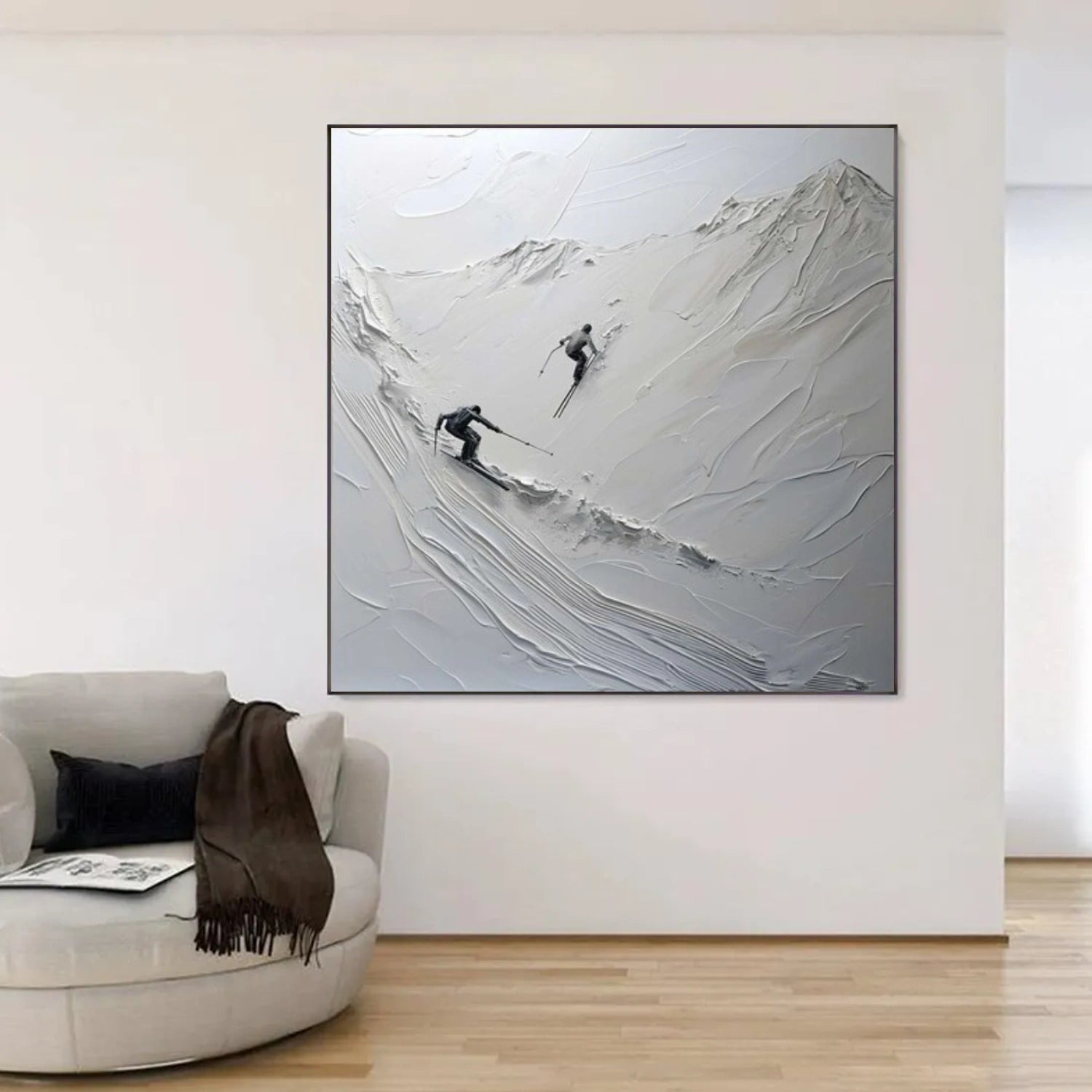 Skiing Sport Textured Wall Art #SA062