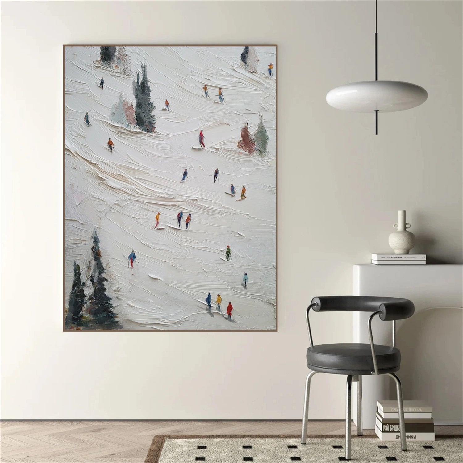 Skiing Sport Textured Wall Art #SA064