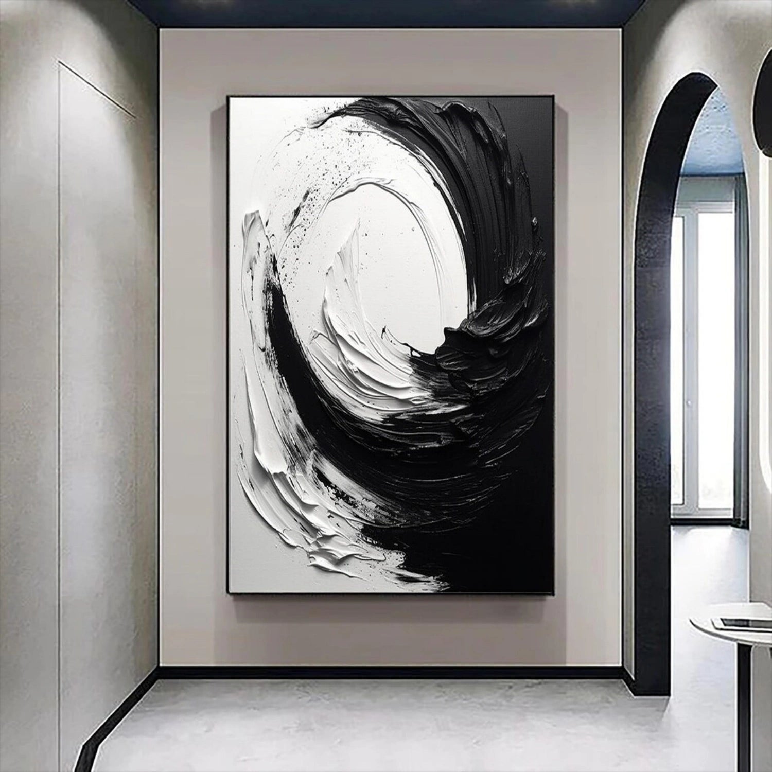 White and Black Minimalistic Textured Art #MM213