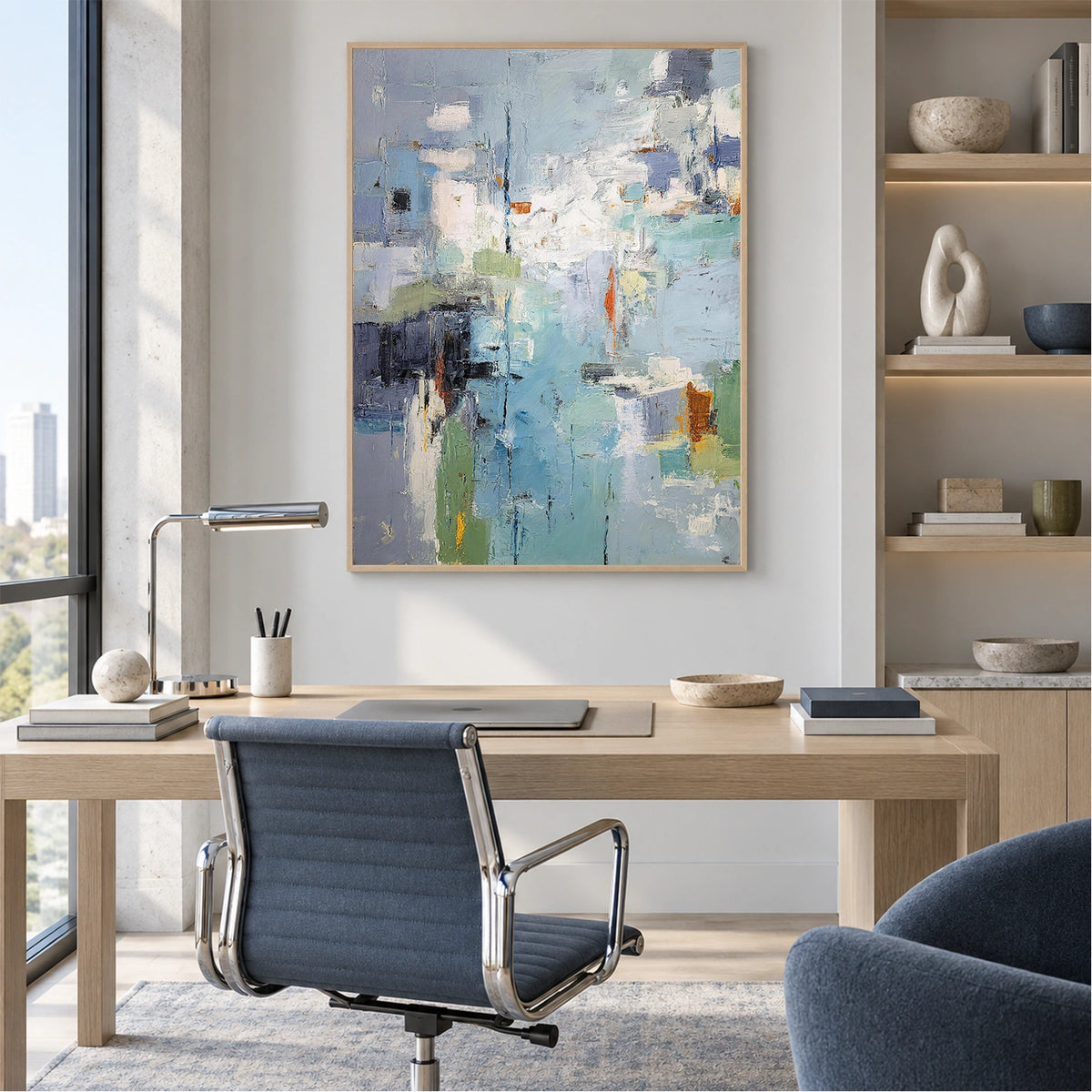 Blue Abstract Canvas Art #WS1149