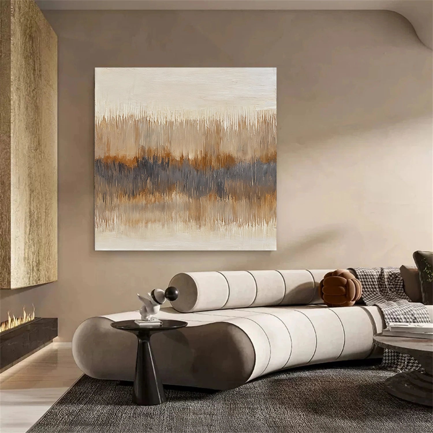 Beige and Brown Abstract Canvas Art #WS898