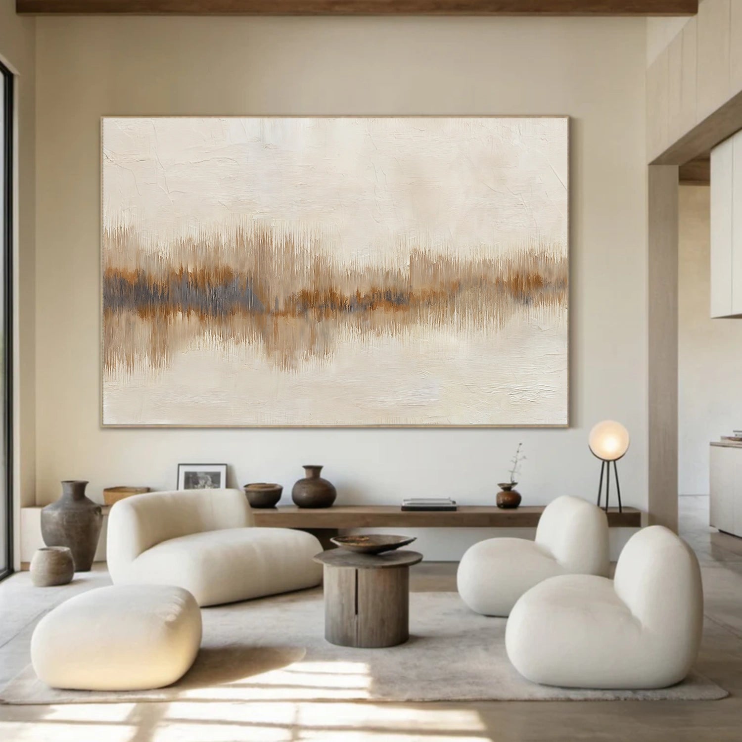 Beige and Brown Abstract Canvas Art #WS893