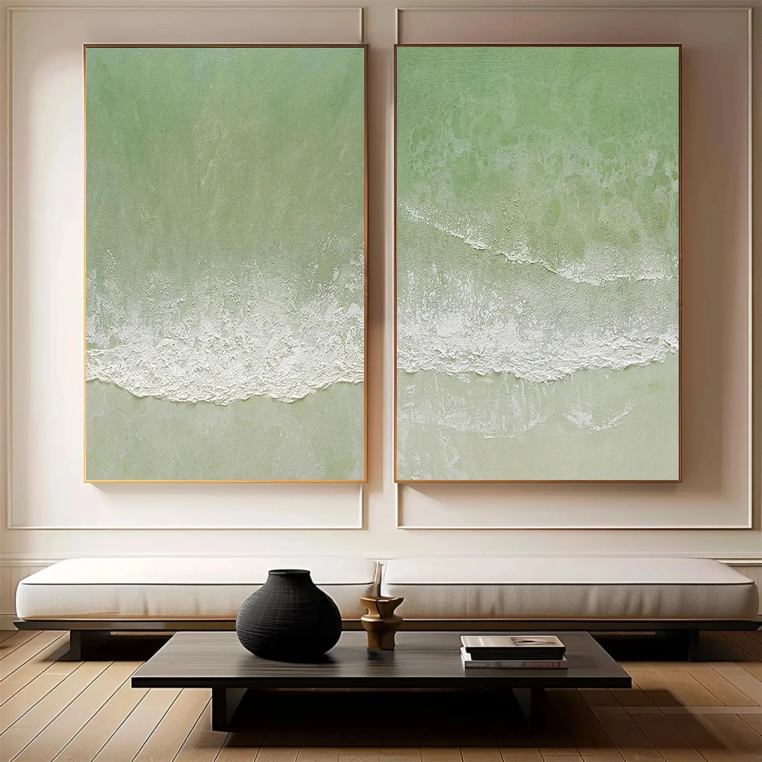 Green Texture Art Set of 2#GT033