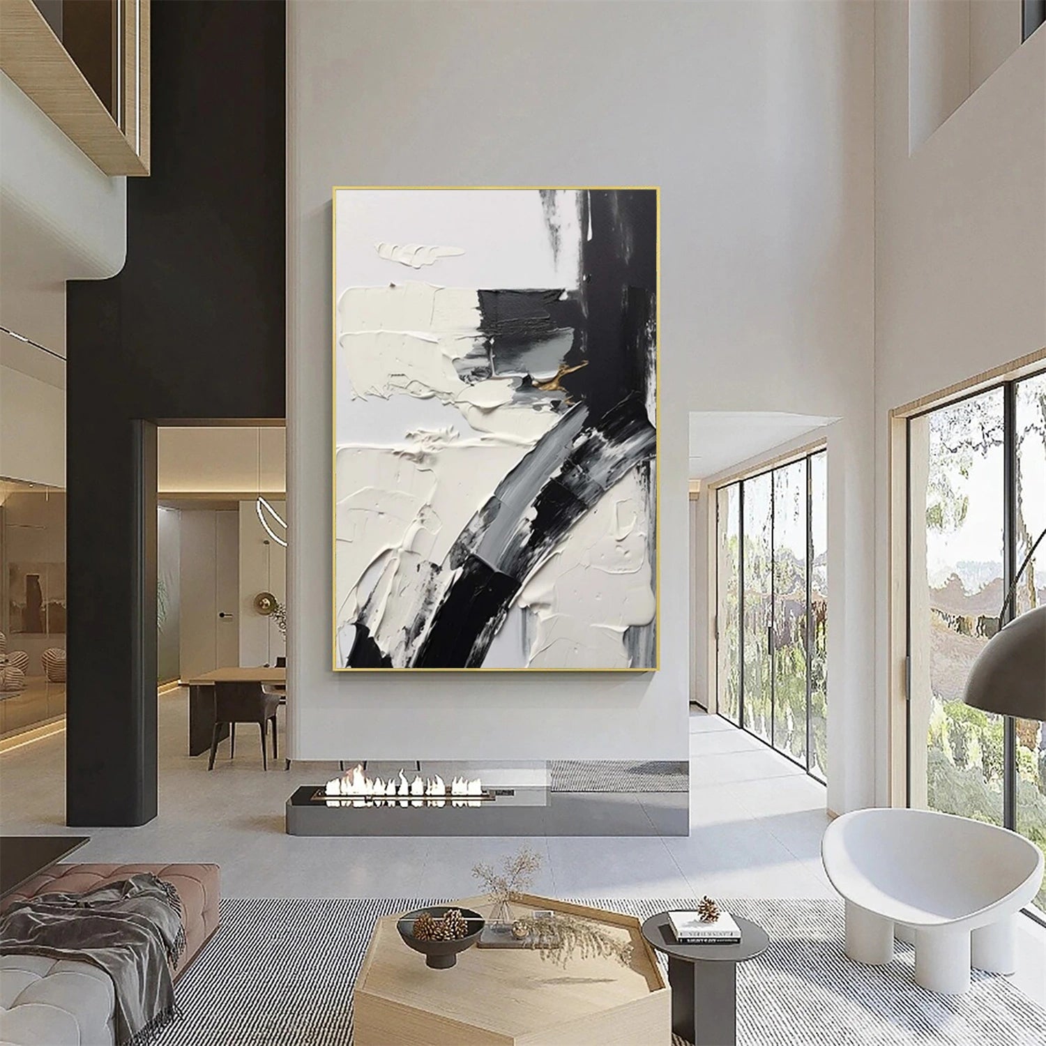 White and Black Minimalistic Textured Art #MM244