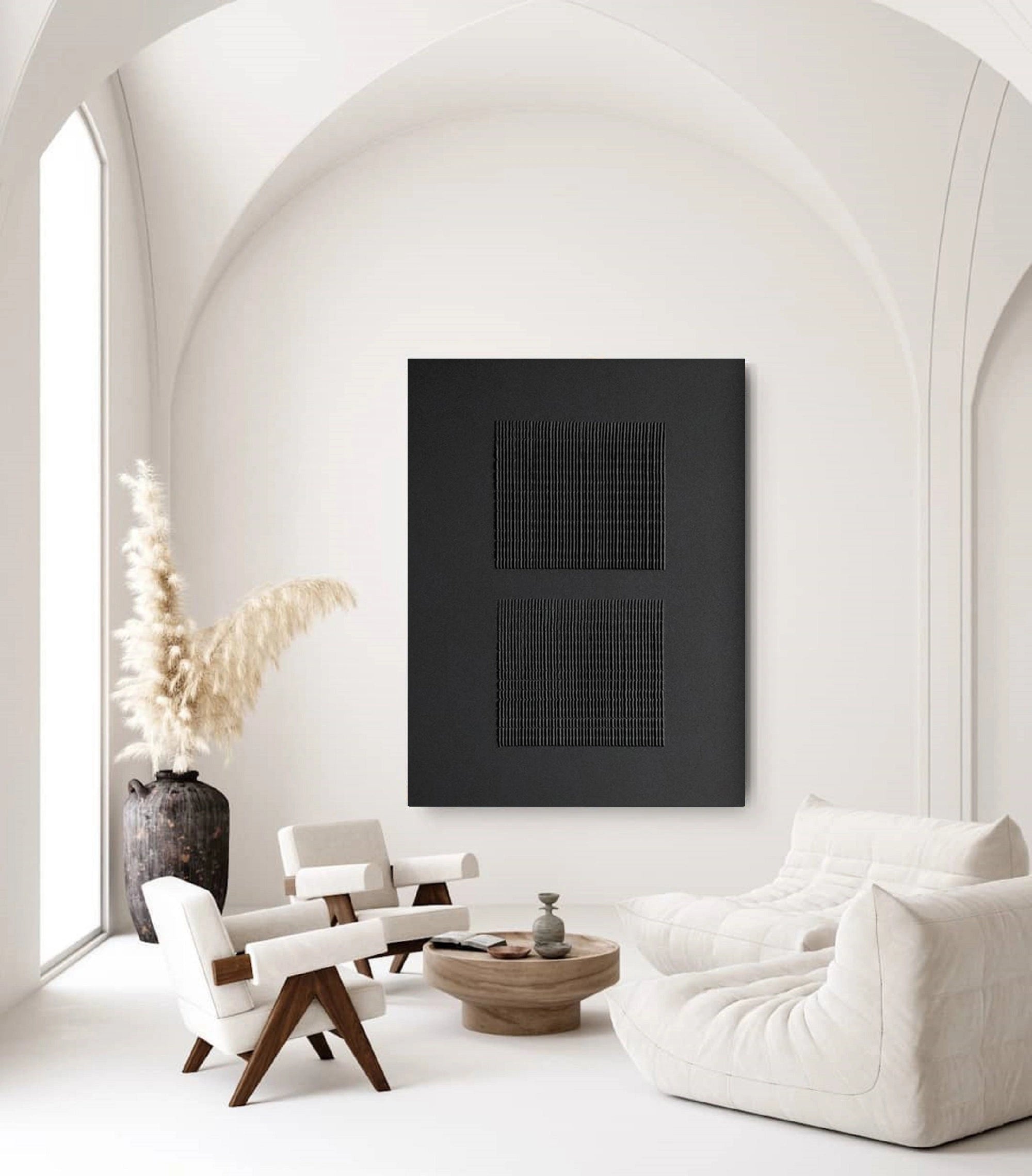 Original 3D Textured Minimalist Canvas Artwork for Living Room/Bedroom