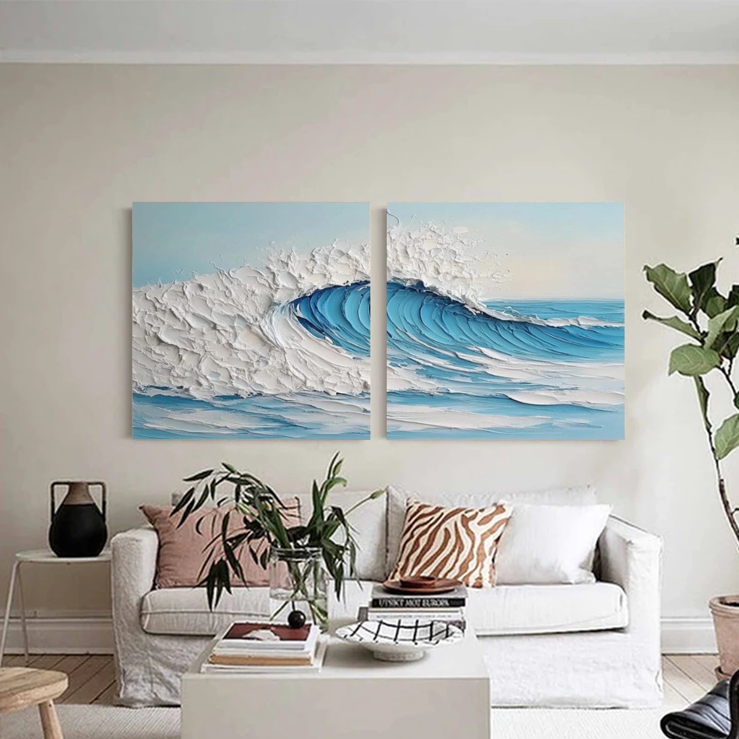 Sea & Sky Abstract Textured Wall Art Set of 2 #MS241