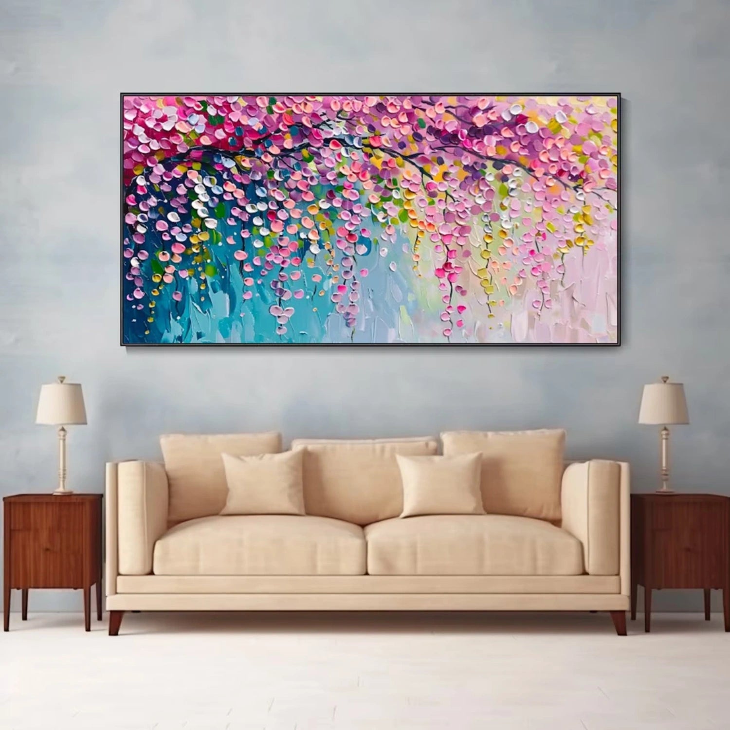 Colorful Flower & Tree Abstract Textured Wall Art #ML069