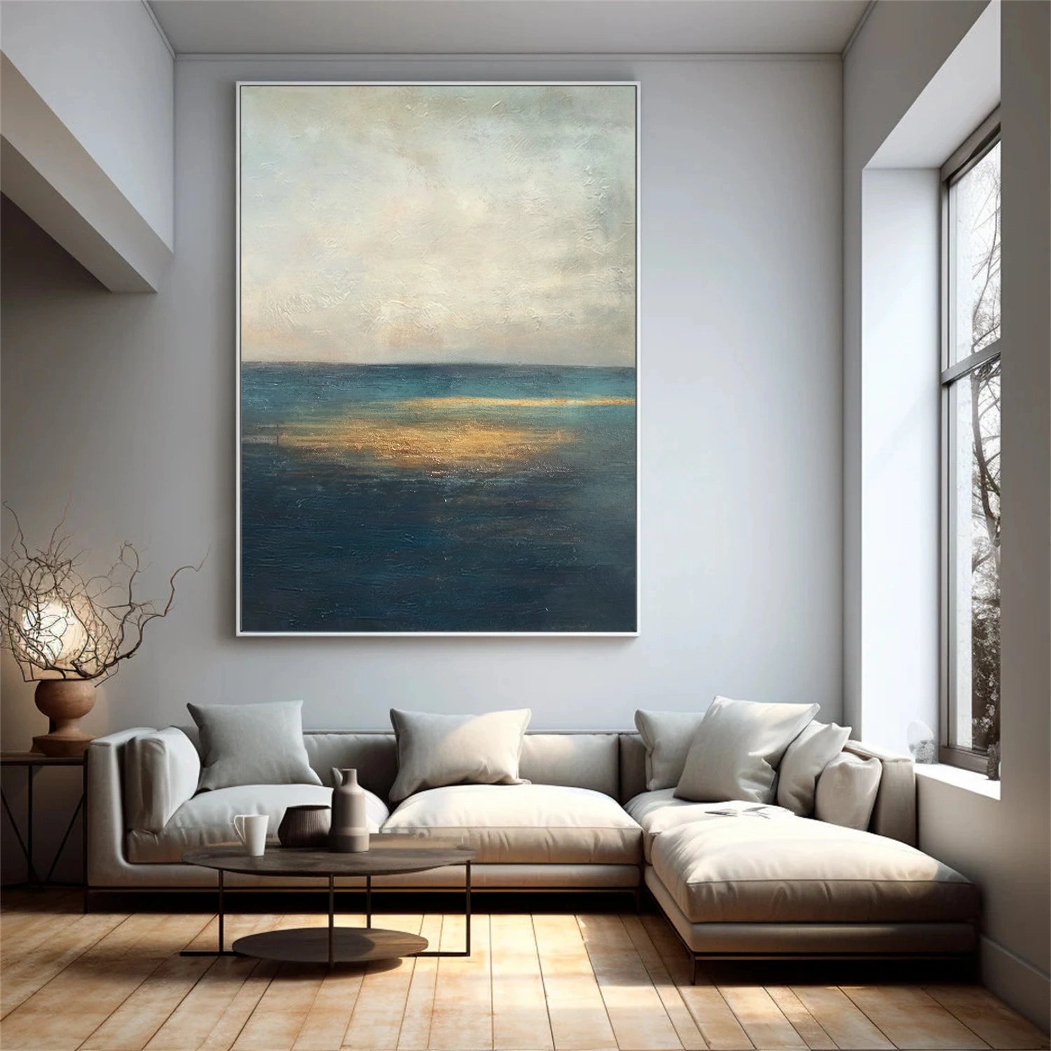 Blue and Gold Abstract Canvas Art #WS902