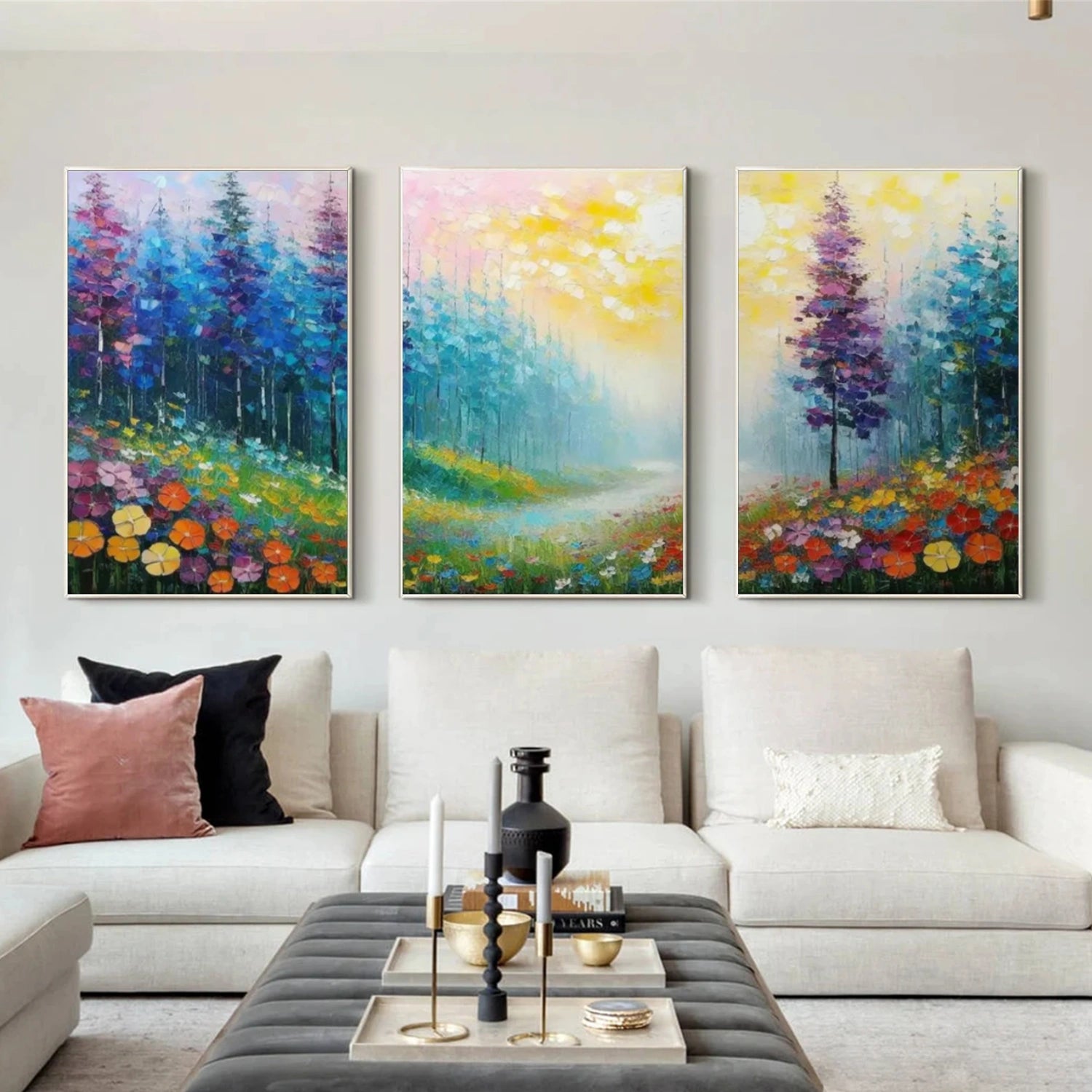 Flower & Tree Abstract Wall Art Set of 3 #ML157