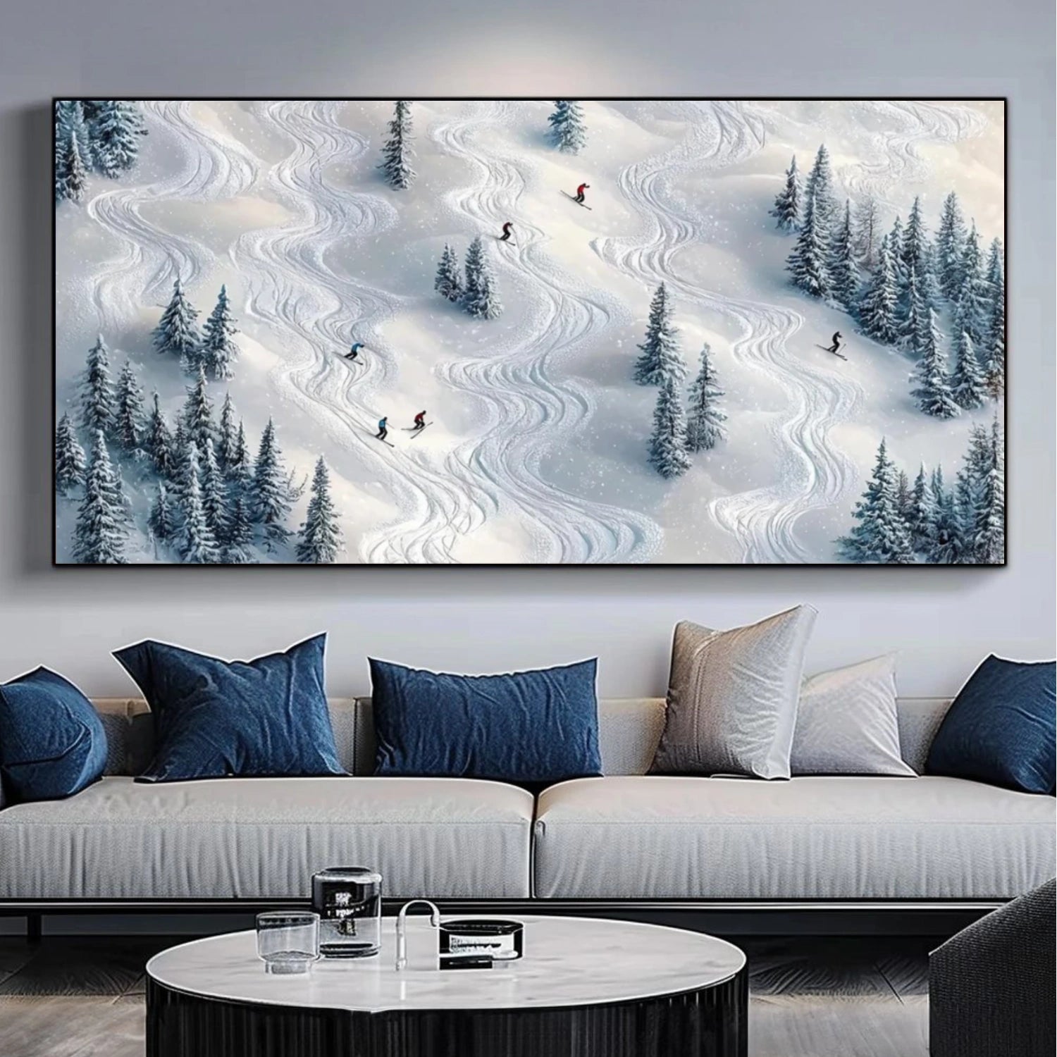 Skiing Sport Textured Wall Art #SA044