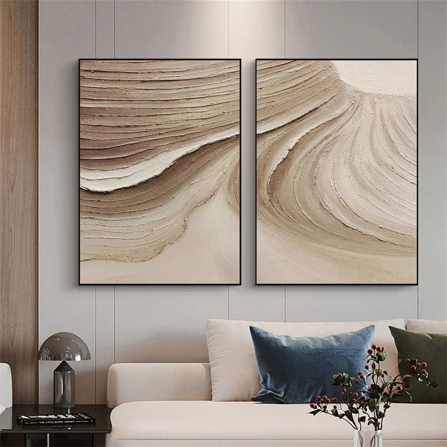 Minimalist Brown & Beige Art  Set of 2 #MB020