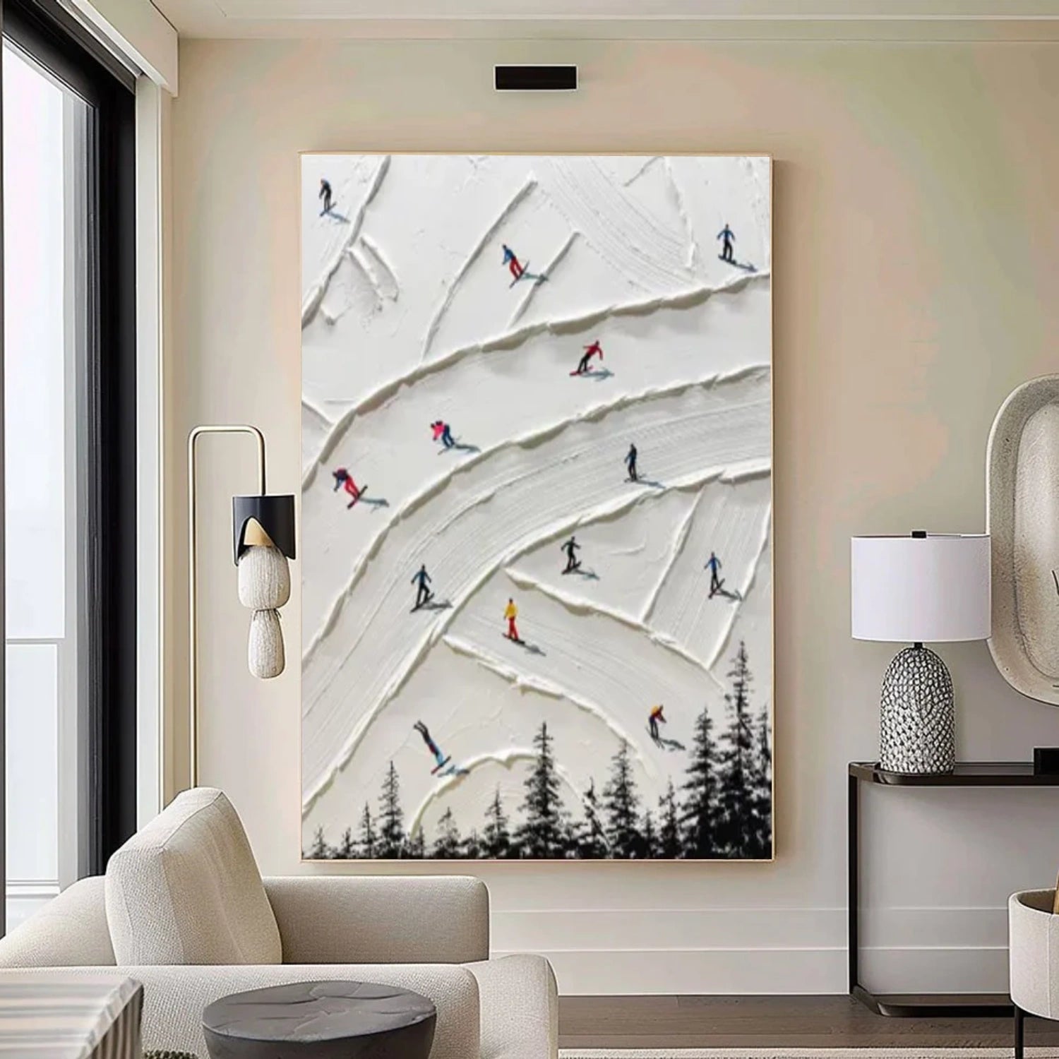 Skiing Sport Textured Wall Art #SA058