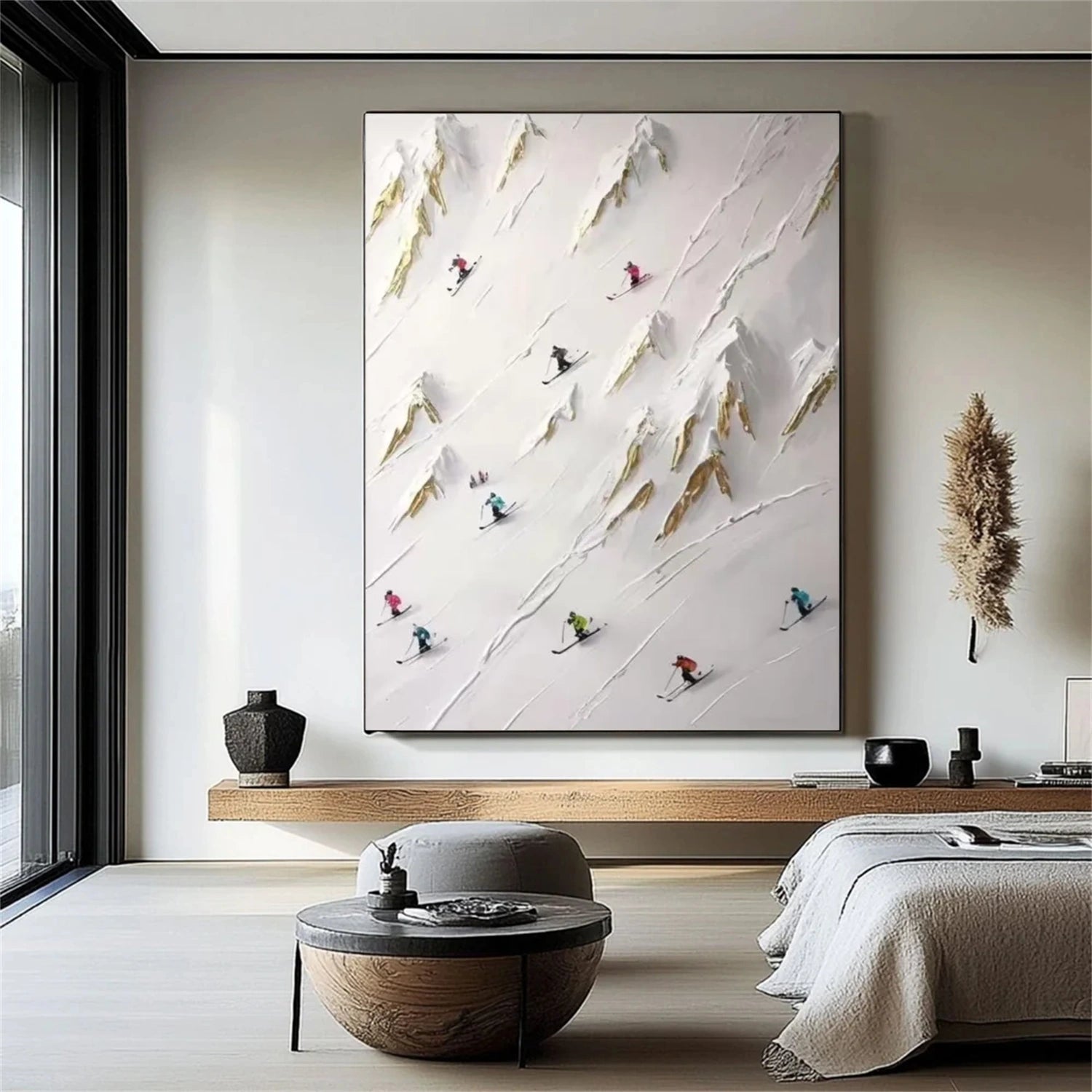 Skiing Sport Textured Wall Art #SA034