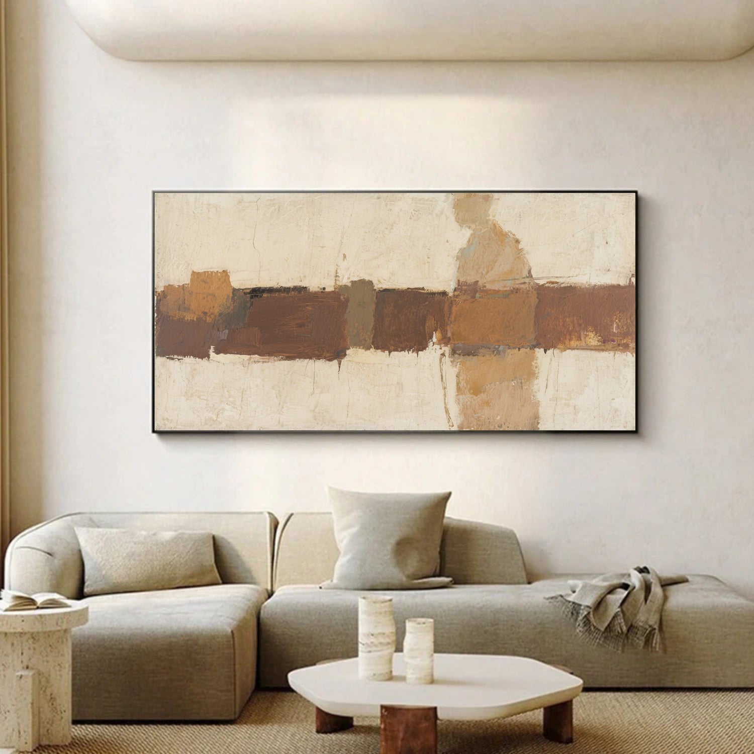 Beige and Brown Abstract Canvas Art #WS759