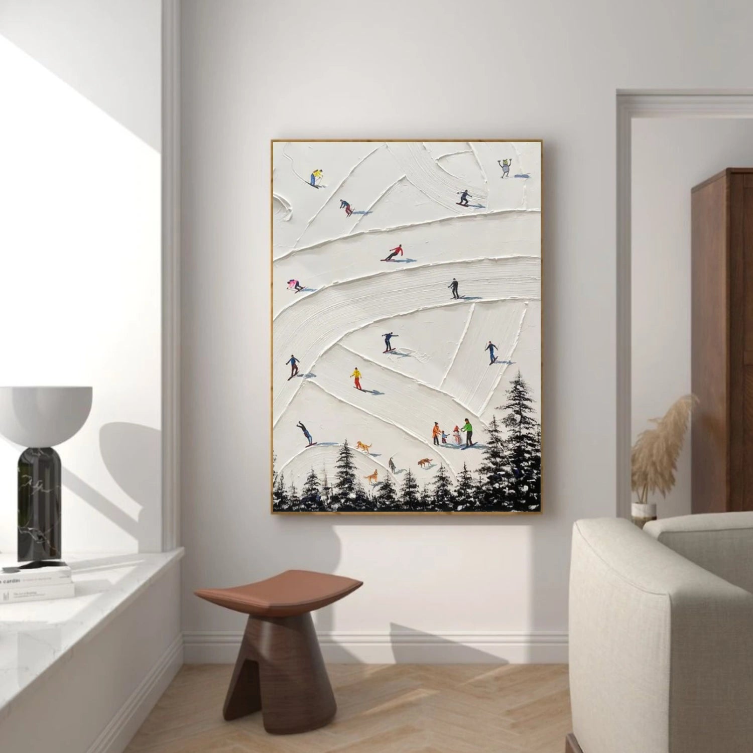 Skiing Sport Textured Wall Art #SA054