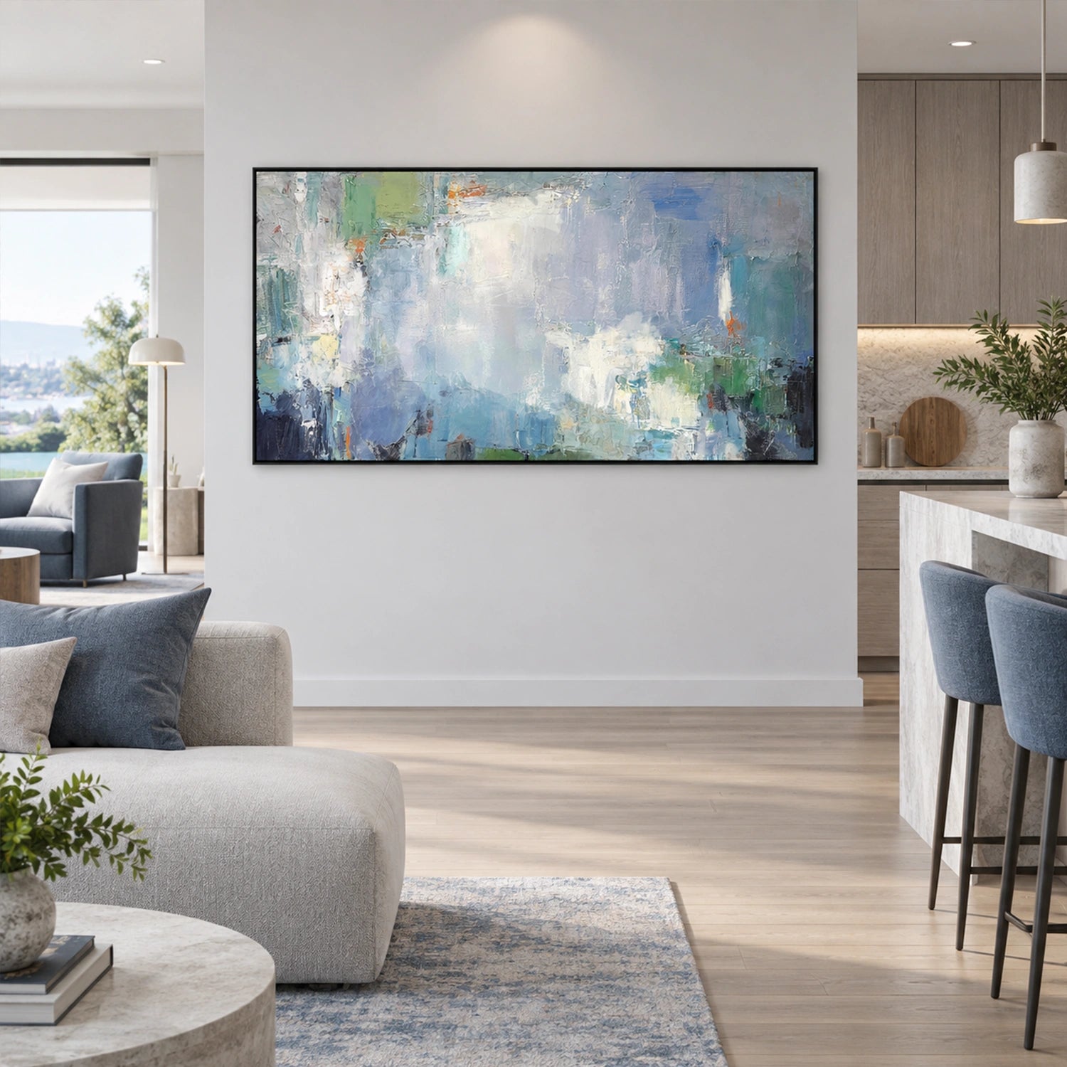 Blue Abstract Canvas Art #WS1148