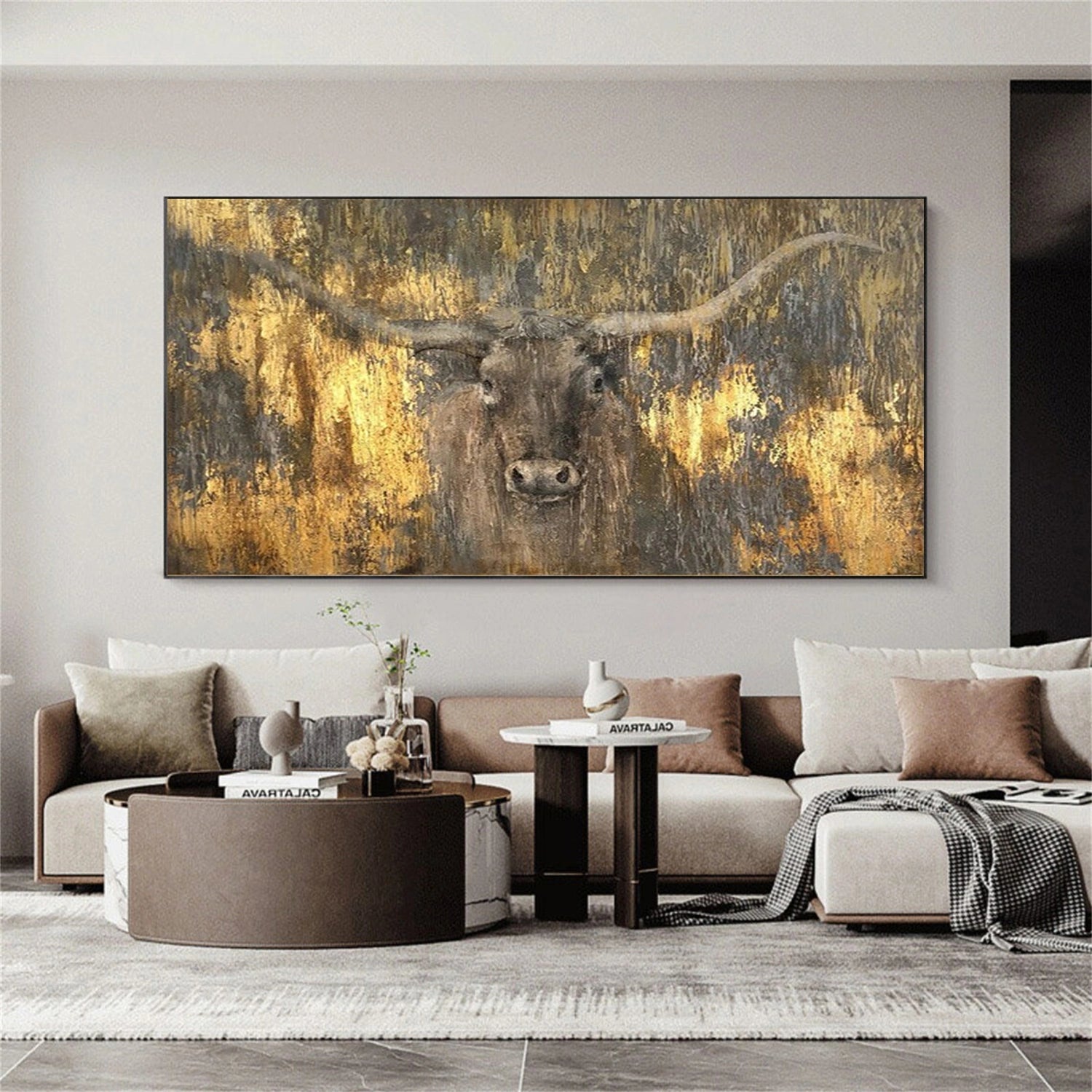 Gold and Brown Abstract Animal Wall Art #AL081