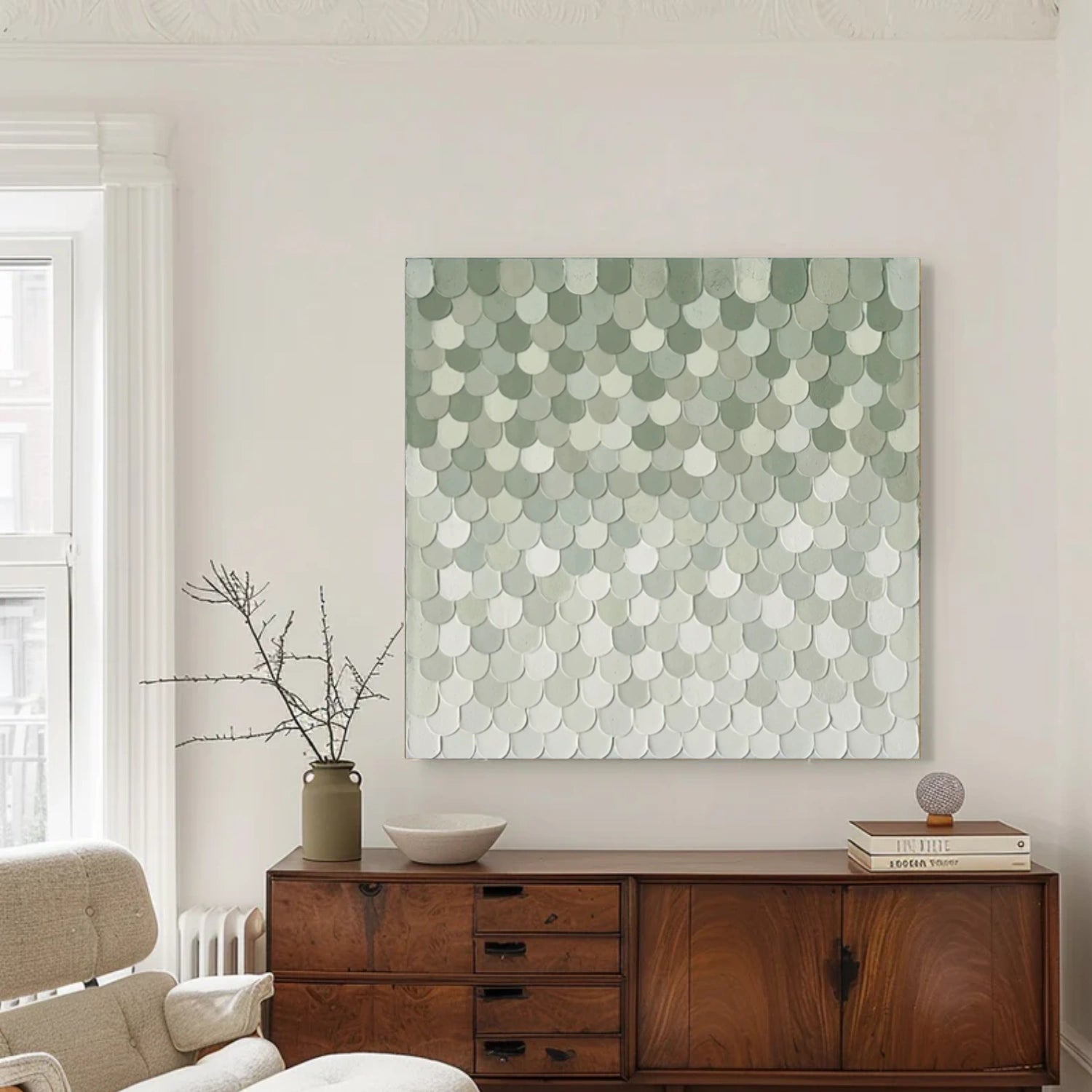 Green Minimalist Textured Canvas Art #MM271