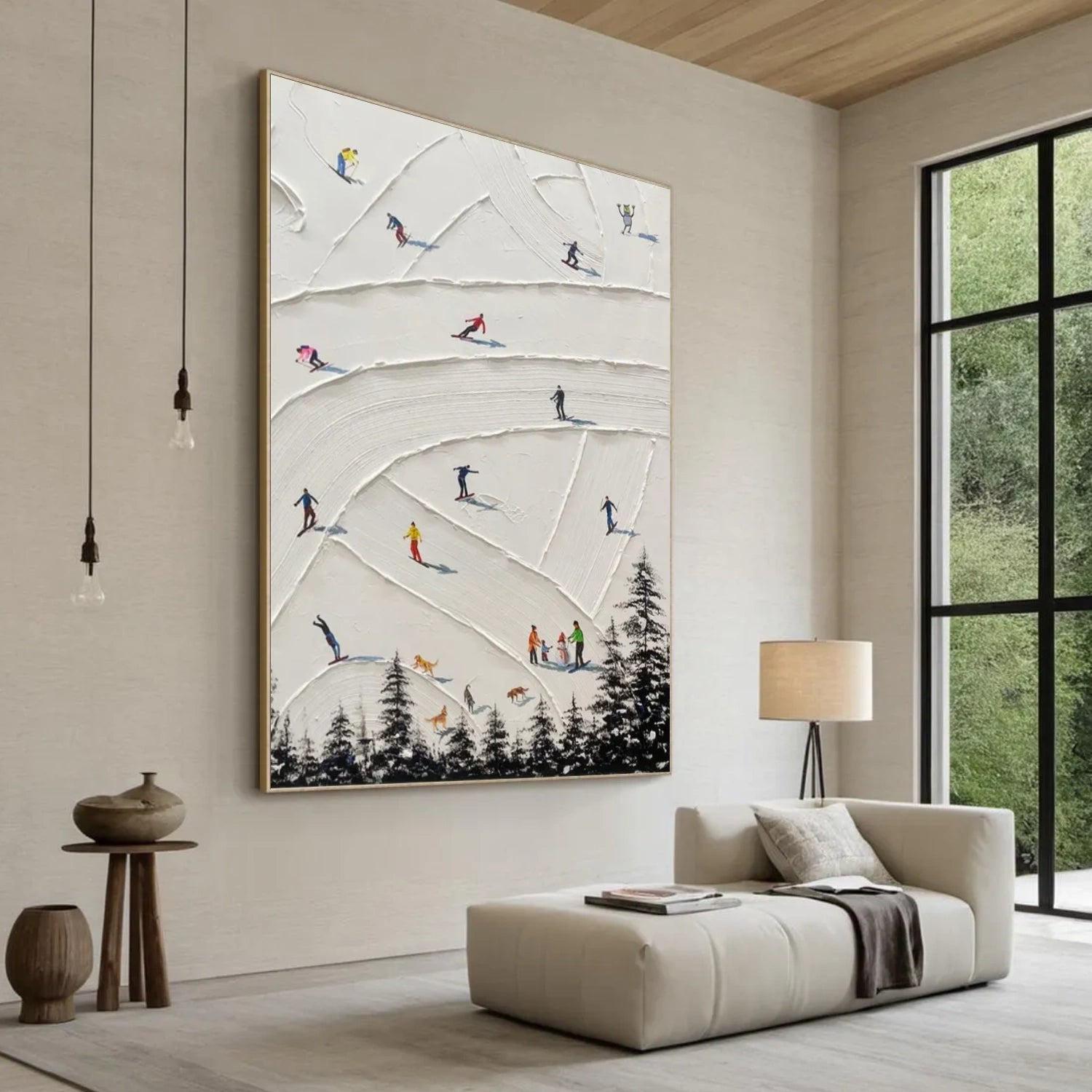 Skiing Sport Textured Wall Art #SA054