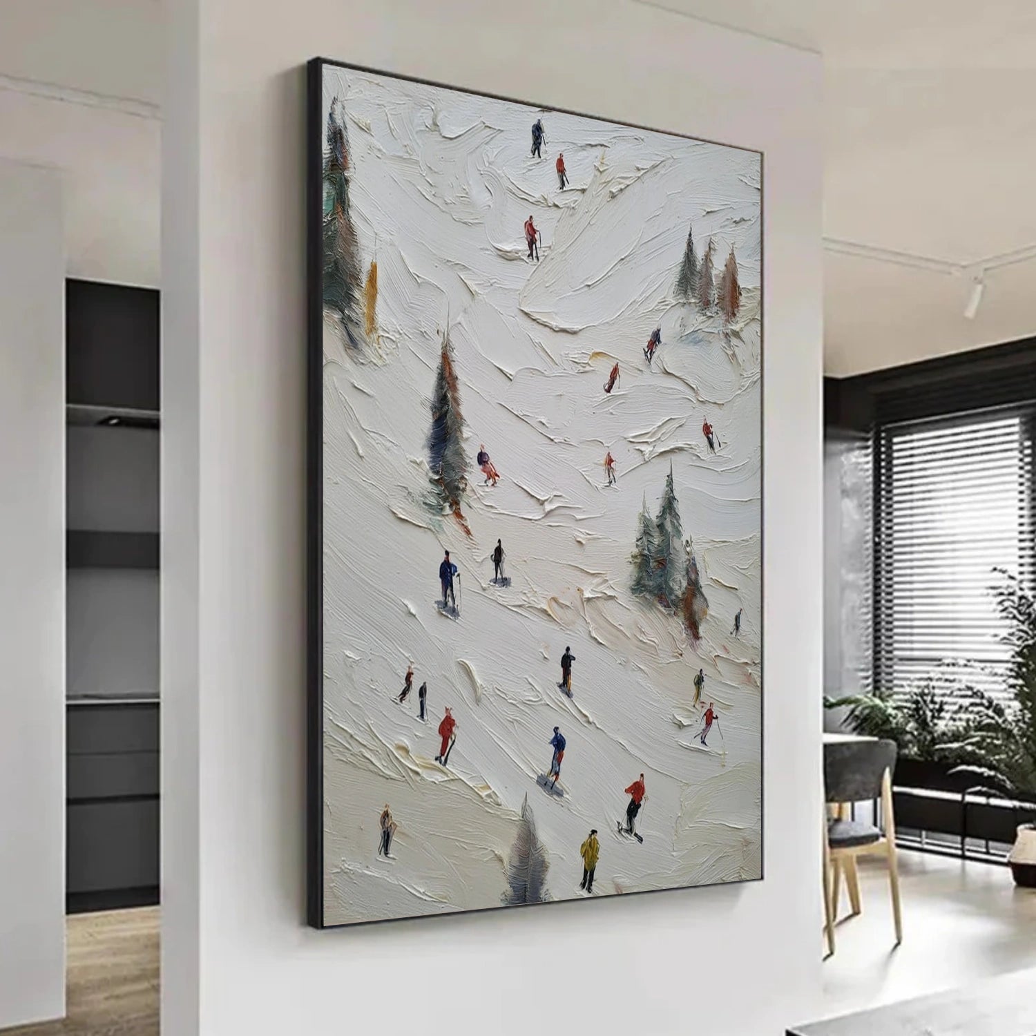 Skiing Sport Textured Wall Art #SA063
