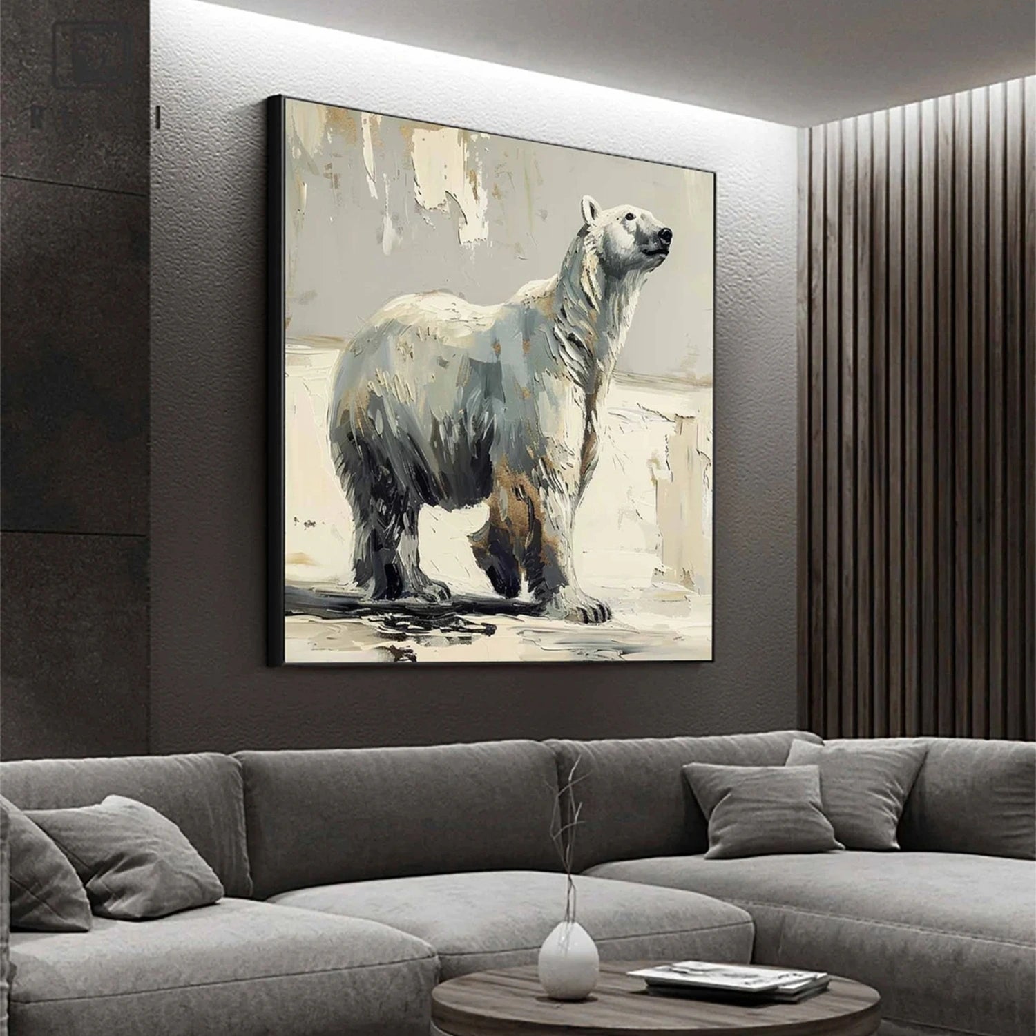 Beige and Grey Abstract Animal Wall Art #AL087