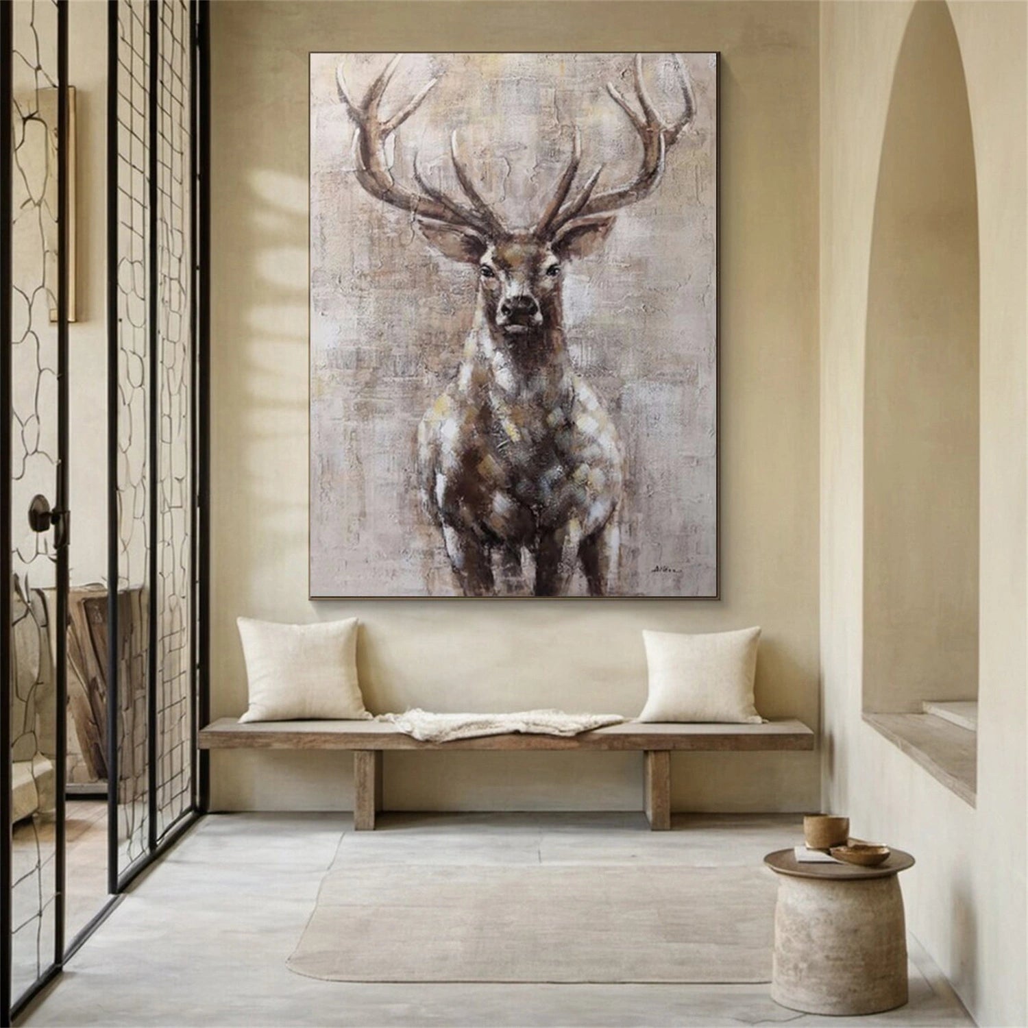 Beige and Brown Abstract Animal Wall Art #AL069