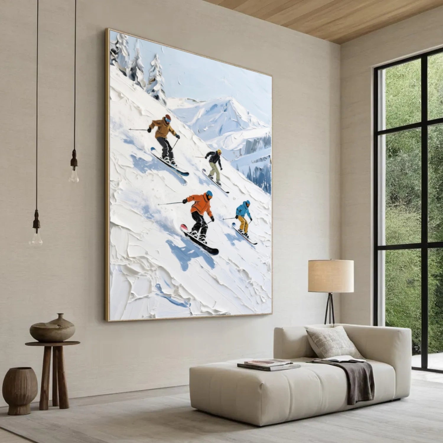 Skiing Sport Textured Wall Art #SA059