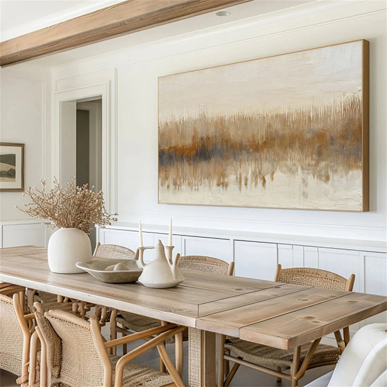 Beige and Brown Abstract Canvas Art #WS892