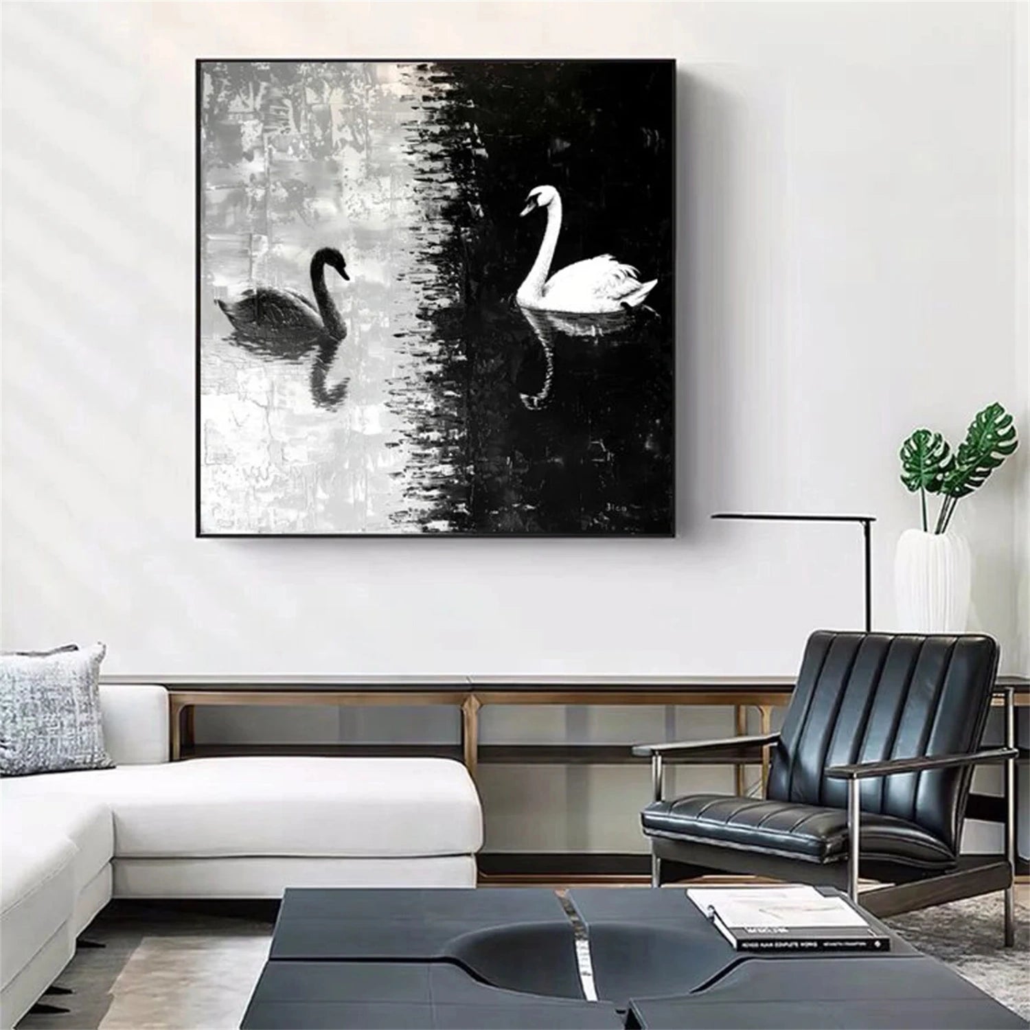 Black and White Abstract Animal Wall Art #AL094