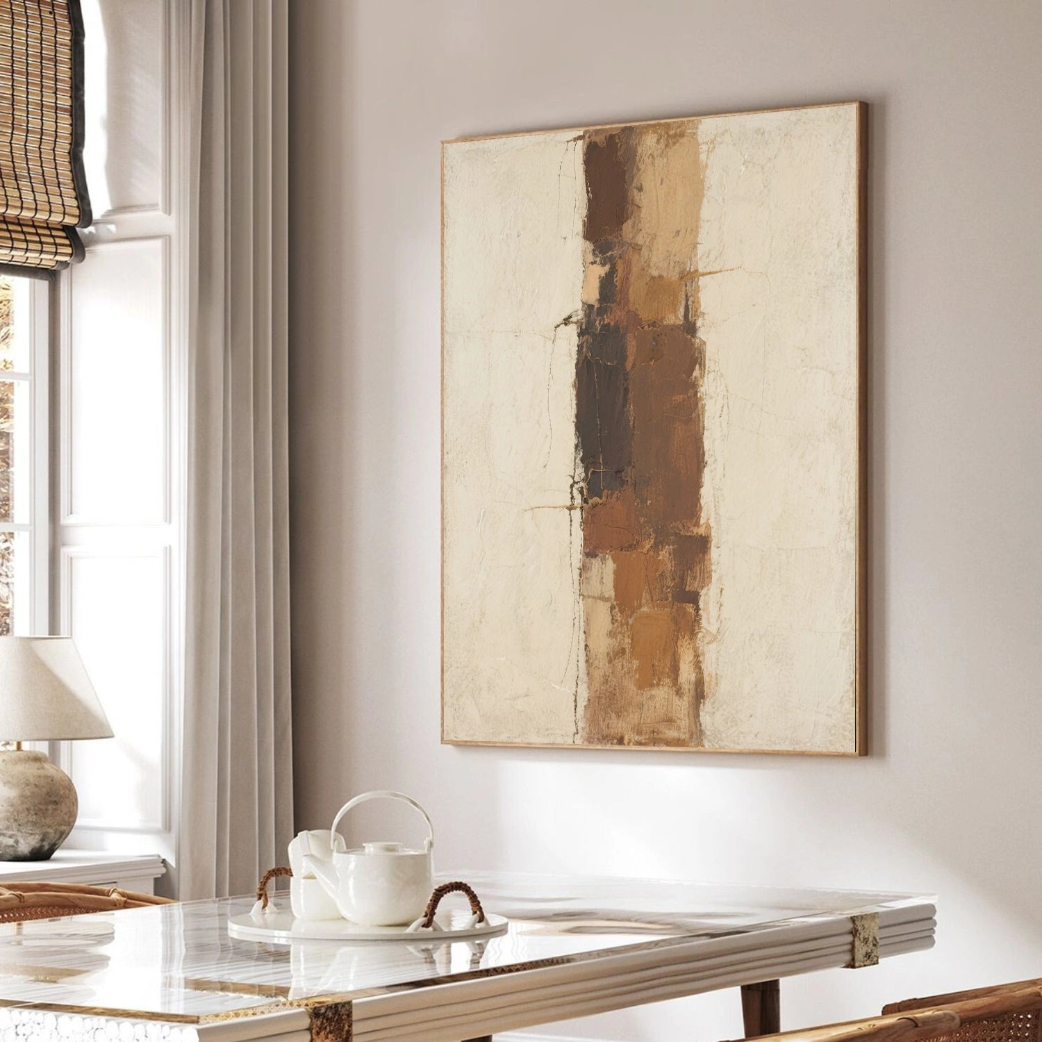 Beige and Brown Abstract Canvas Art #WS761