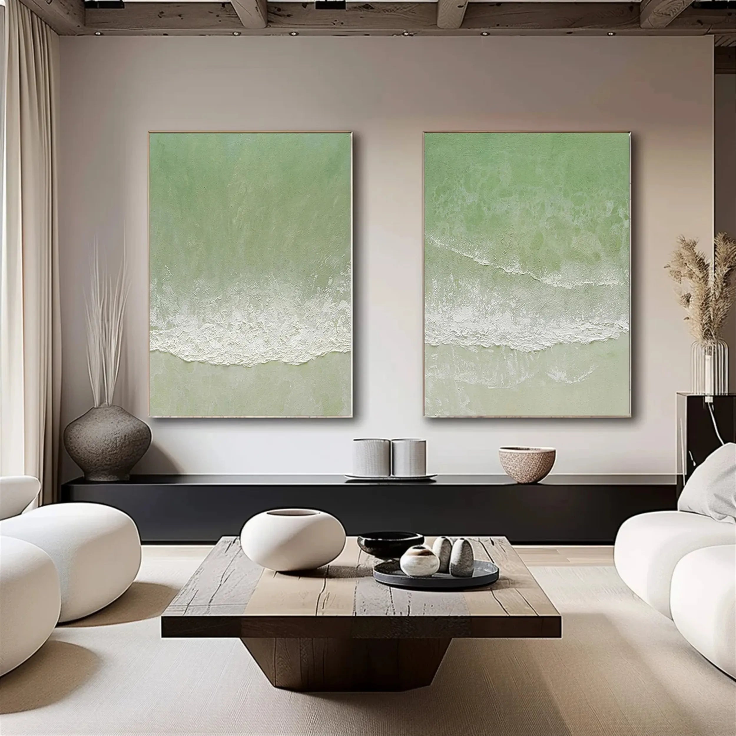 Green Texture Art Set of 2#GT033