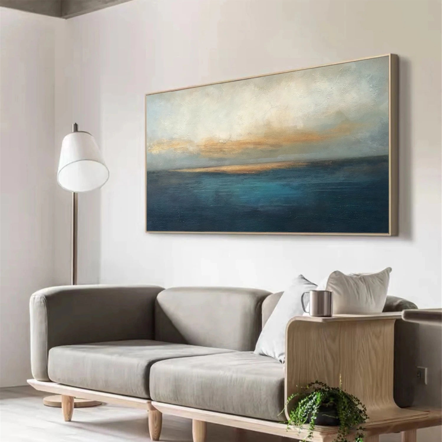 Blue and Gold Abstract Canvas Art #WS901