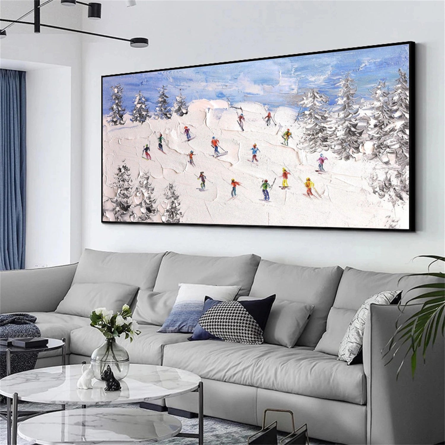 Skiing Sport Textured Wall Art #SA050