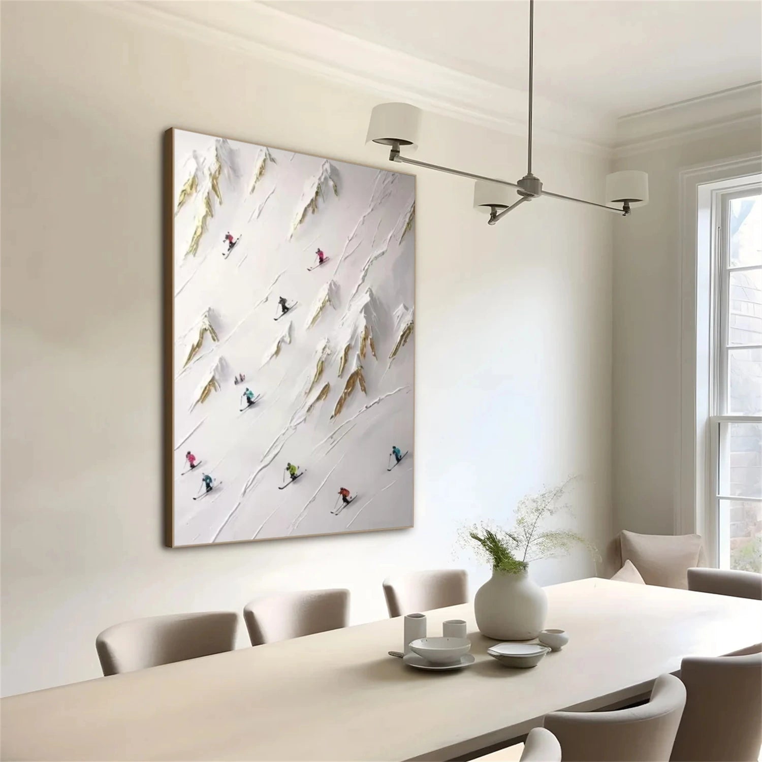 Skiing Sport Textured Wall Art #SA034